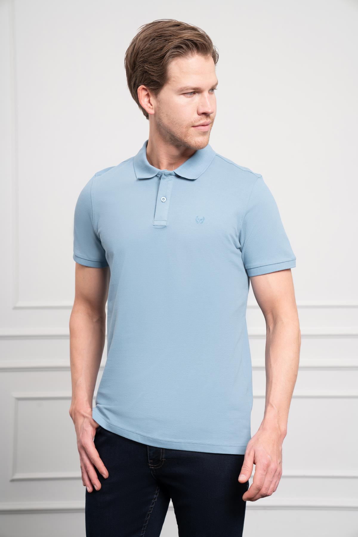 Morven Erkek Mavi Basic Polo Yaka Dynamic Fit T-Shirt