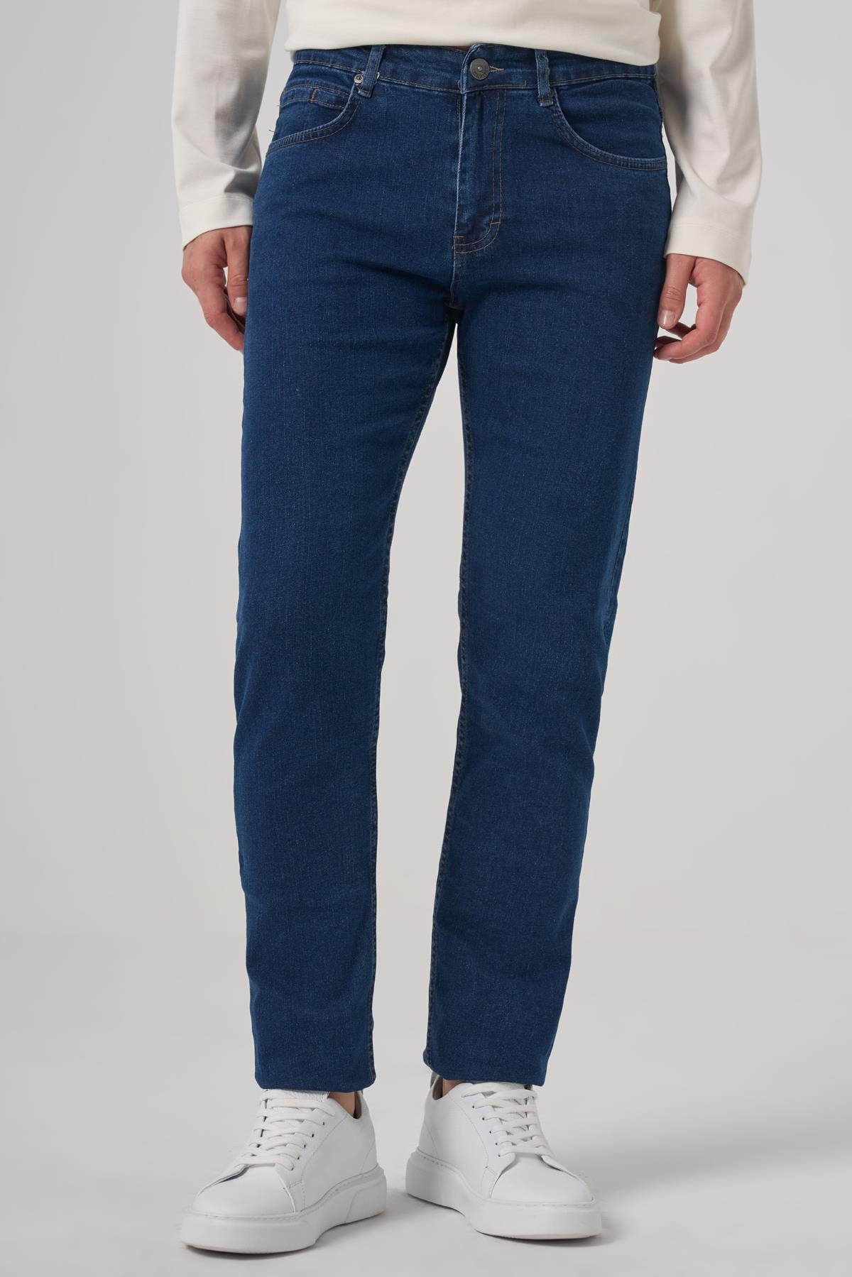 Morven Erkek Mavi Denim 5 Cep Dynamic Fit Jean Kot Pantolon