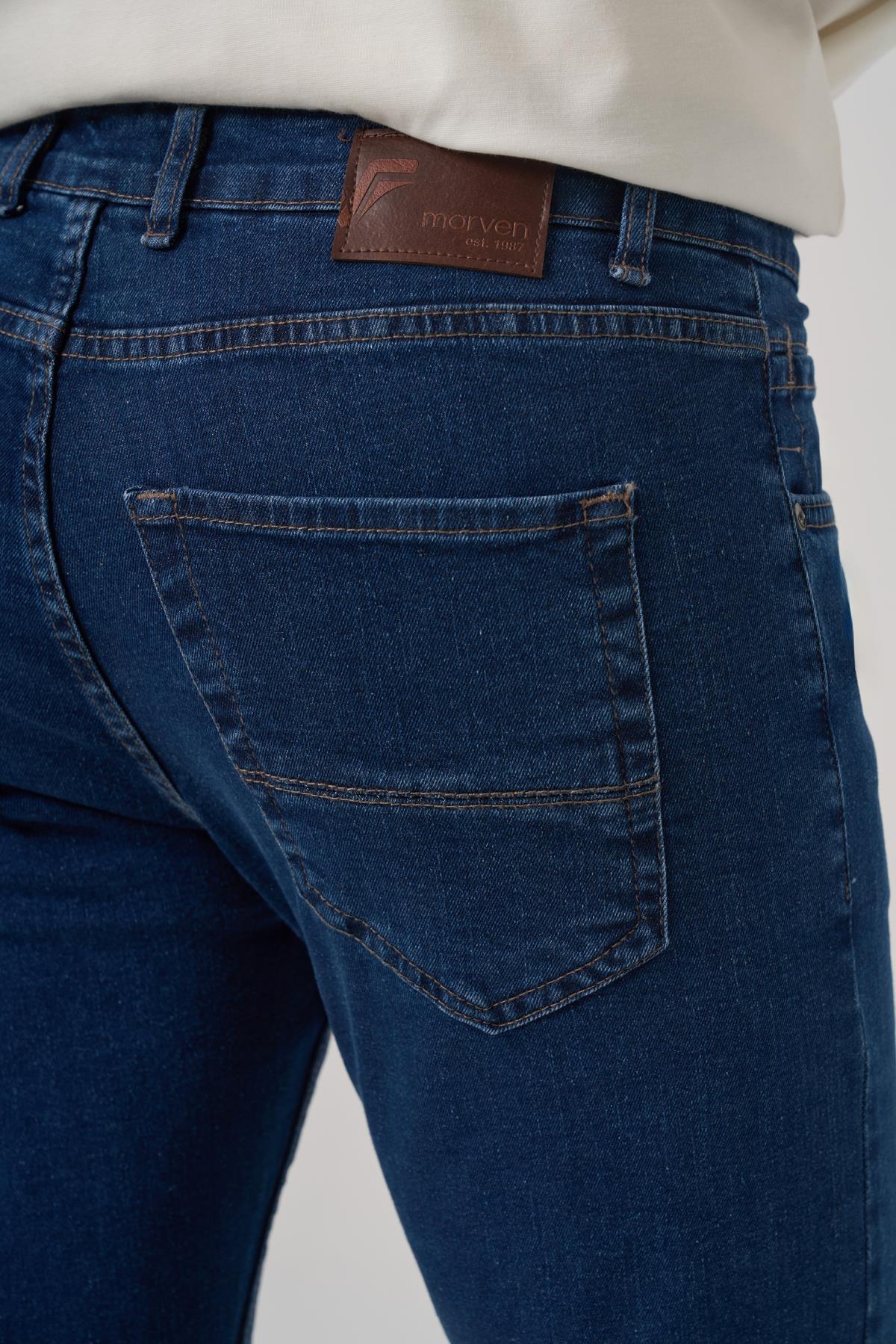 Morven Erkek Mavi Denim 5 Cep Dynamic Fit Jean Kot Pantolon