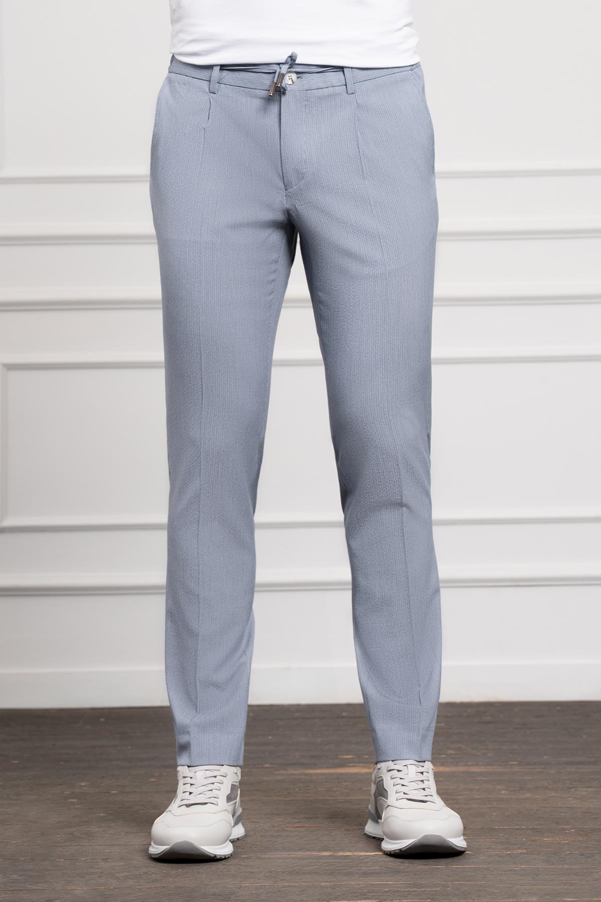 Morven Erkek Mavi Poliviskon Trend İpli Jogger Slim Fit Dar Kesim Spor Pantolon