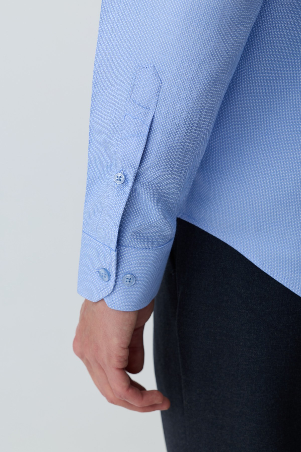 Morven Erkek Mavi Polyester Trend Desenli Dynamic Fit İtalyan Yaka Gömlek