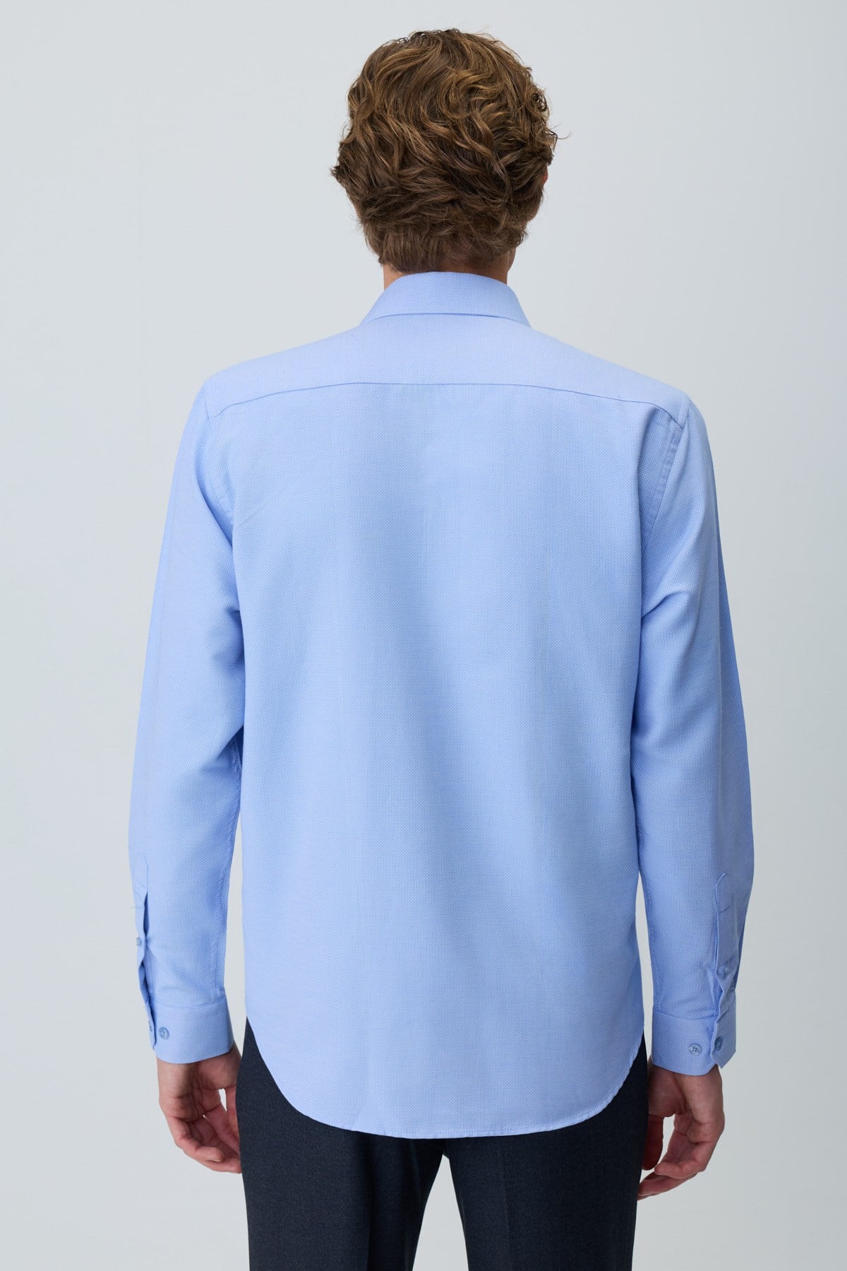 Morven Erkek Mavi Polyester Trend Desenli Dynamic Fit İtalyan Yaka Gömlek