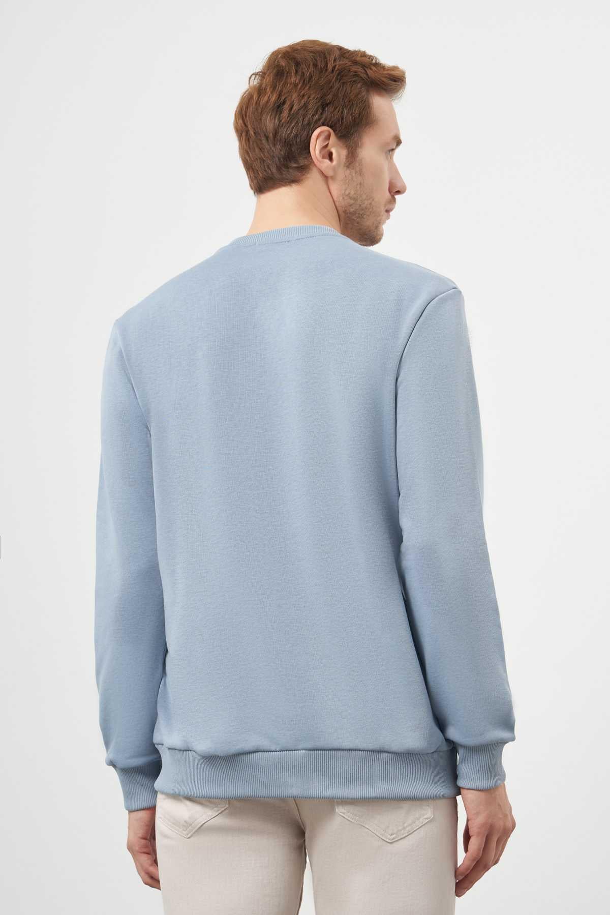 Morven Erkek Mavi Trend Bisiklet Yaka Sweat-Shirt