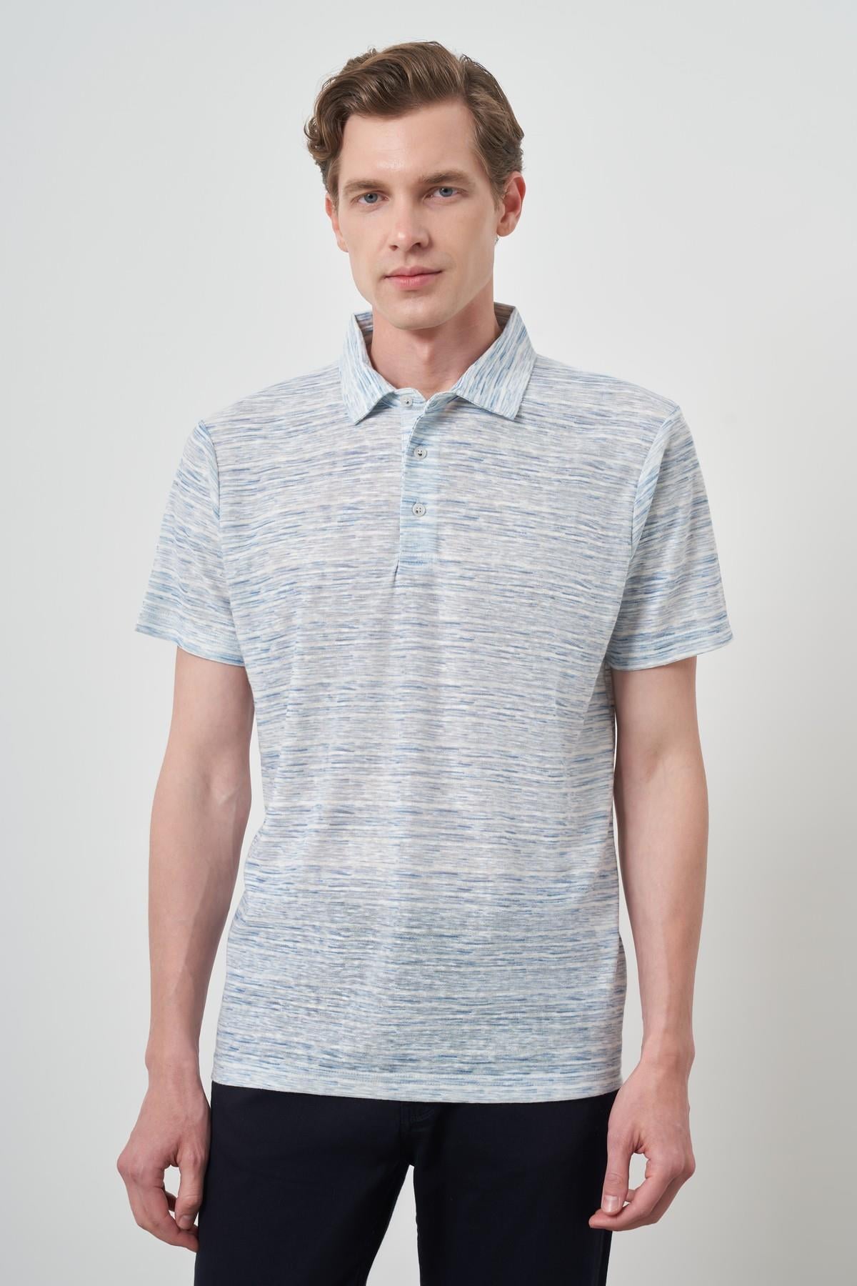 Morven Erkek Mavi Trend Dinamik Fit Polo Yaka T-Shirt