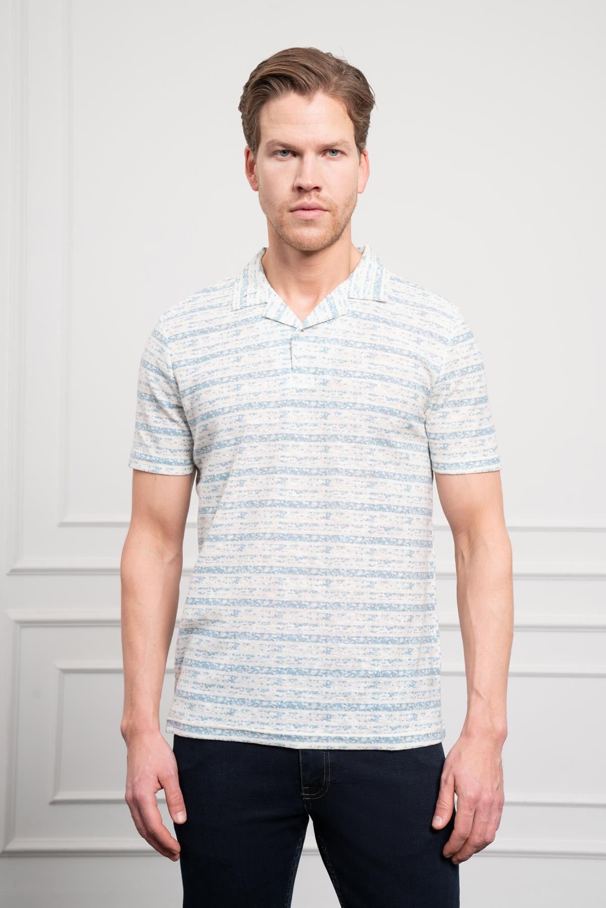 Morven Erkek Mavi Trend Dynamic Fit Rahat Kesim Polo Yaka T-Shirt