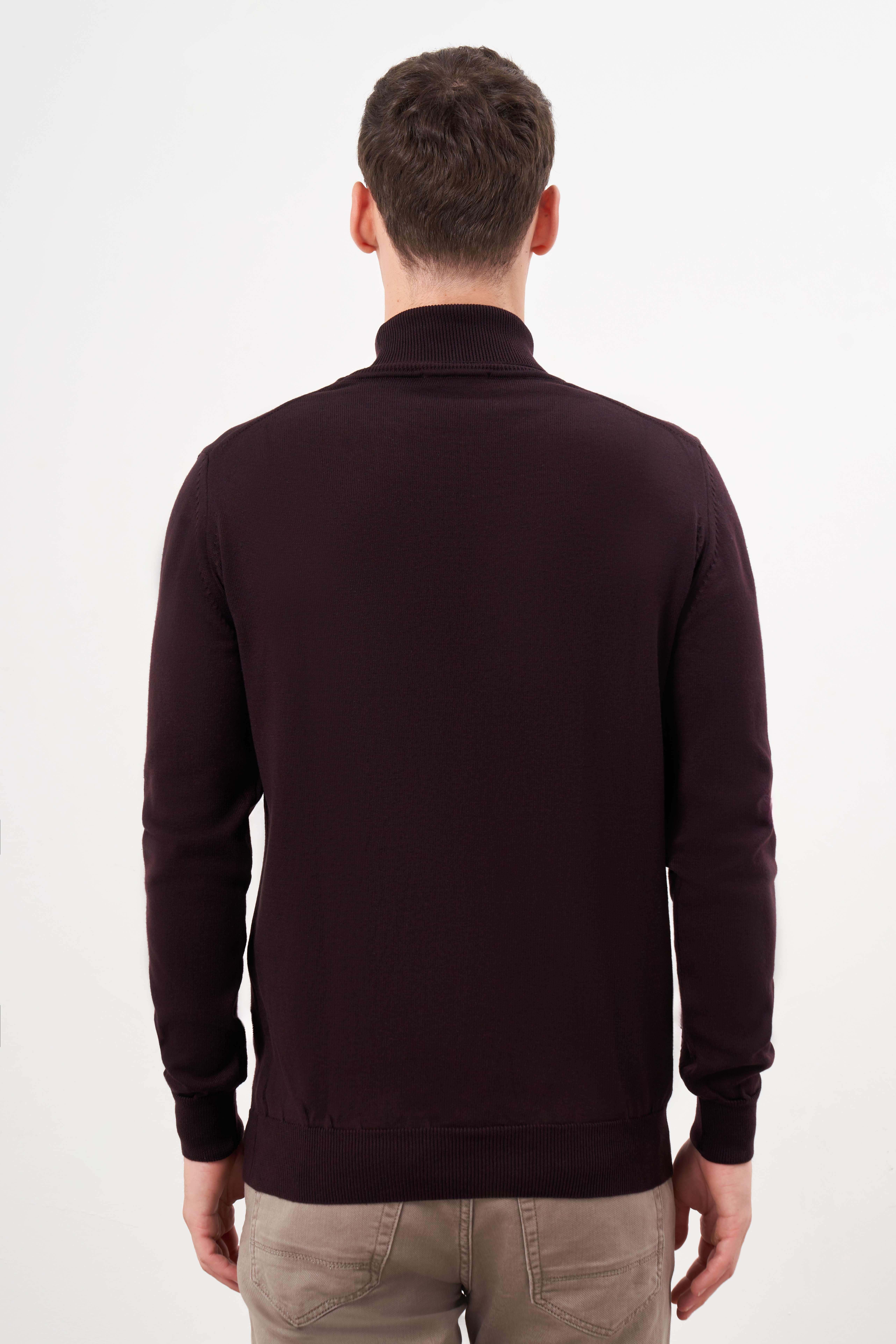 Morven Erkek Mor Basic Balıkçı Yaka Dynamic Fit Rahat Kesim Triko