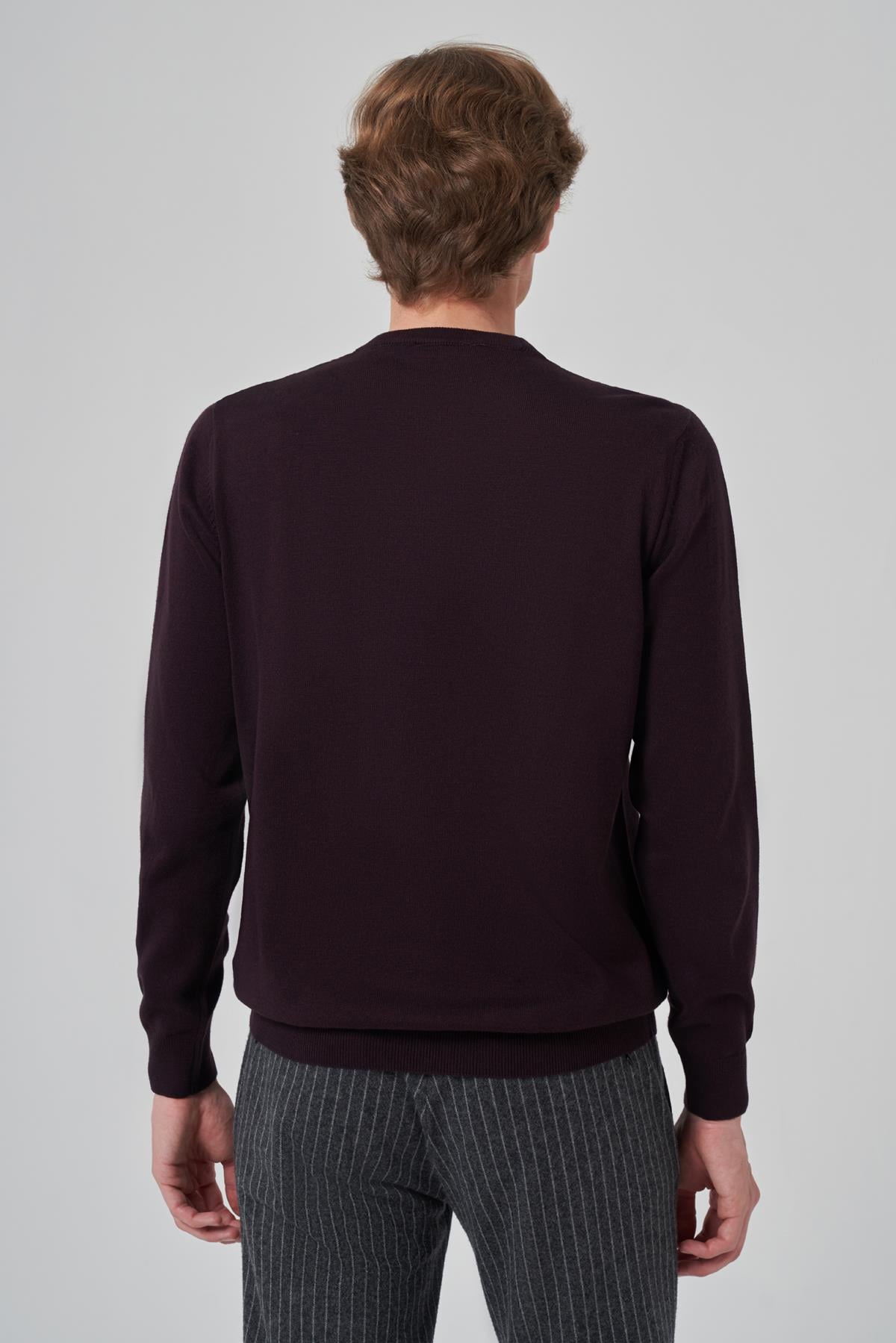 Morven Erkek Mor Basic Bisiklet Yaka Dynamic Fit Rahat Kesim Triko