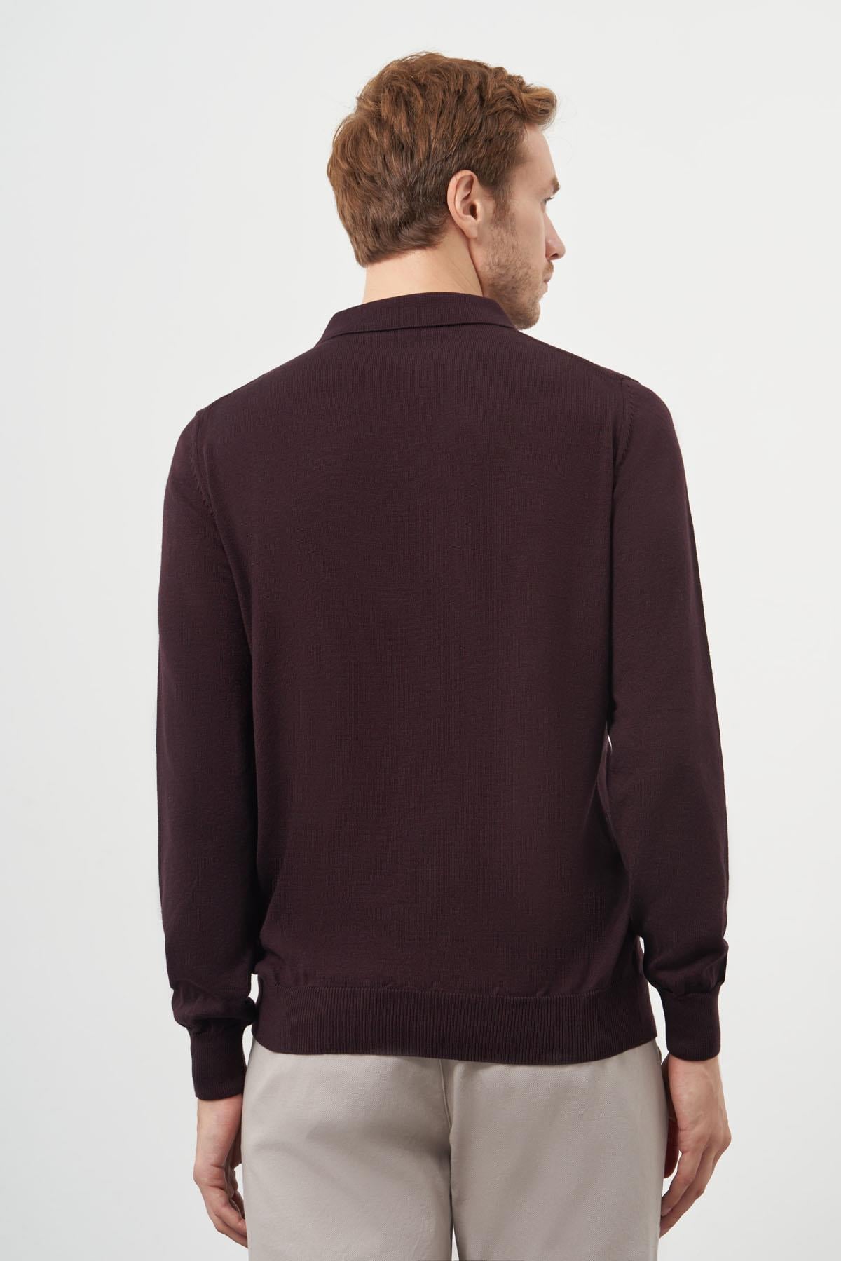 Morven Erkek Mor Basic Polo Yaka Dynamic Fit Rahat Kesim Triko