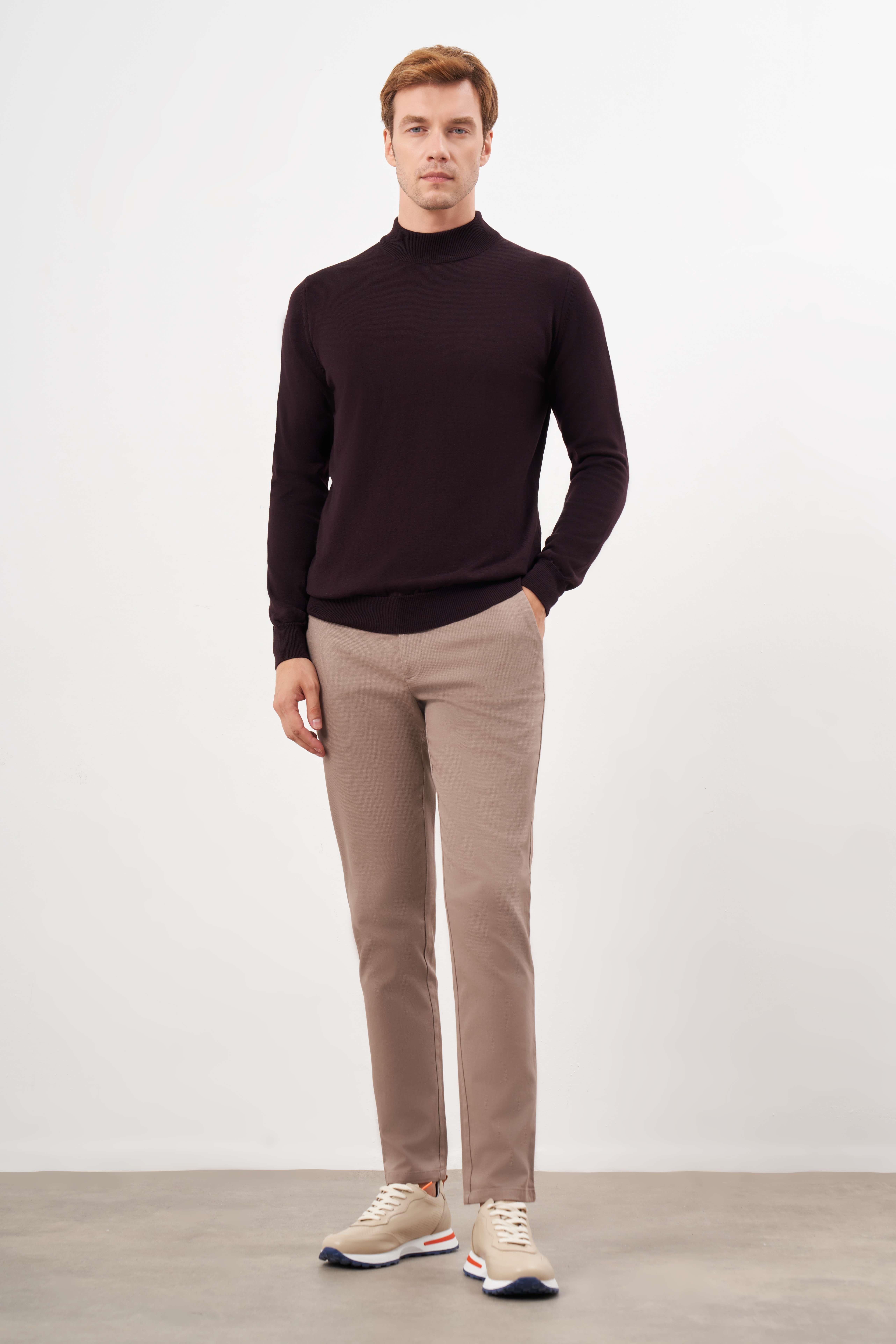 Morven Erkek Mor Basic Yarım Balıkçı Yaka Dynamic Fit Rahat Kesim Triko