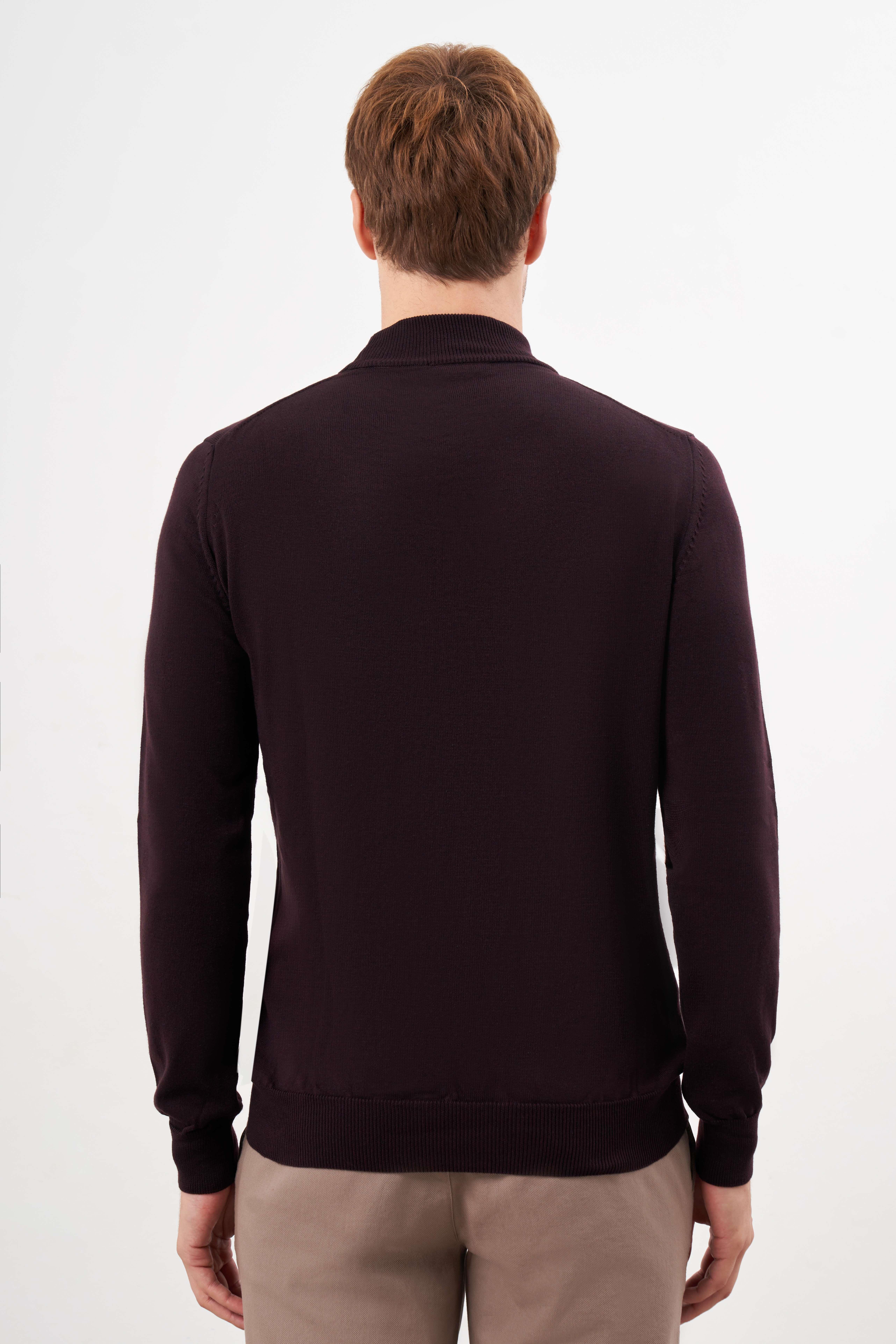 Morven Erkek Mor Basic Yarım Balıkçı Yaka Dynamic Fit Rahat Kesim Triko