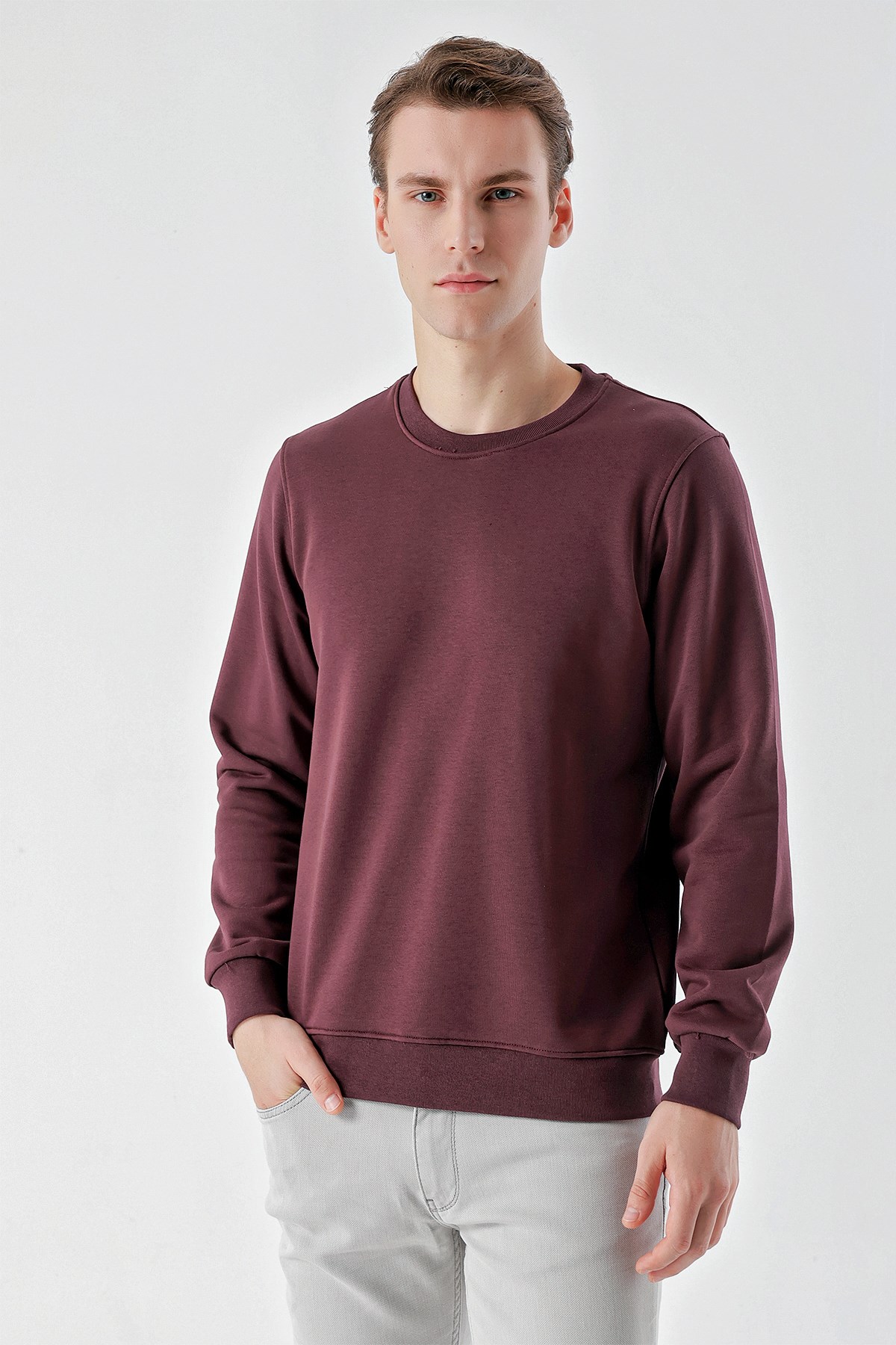 Morven Erkek Mürdüm Basic Bisiklet Yaka Sweat-Shirt