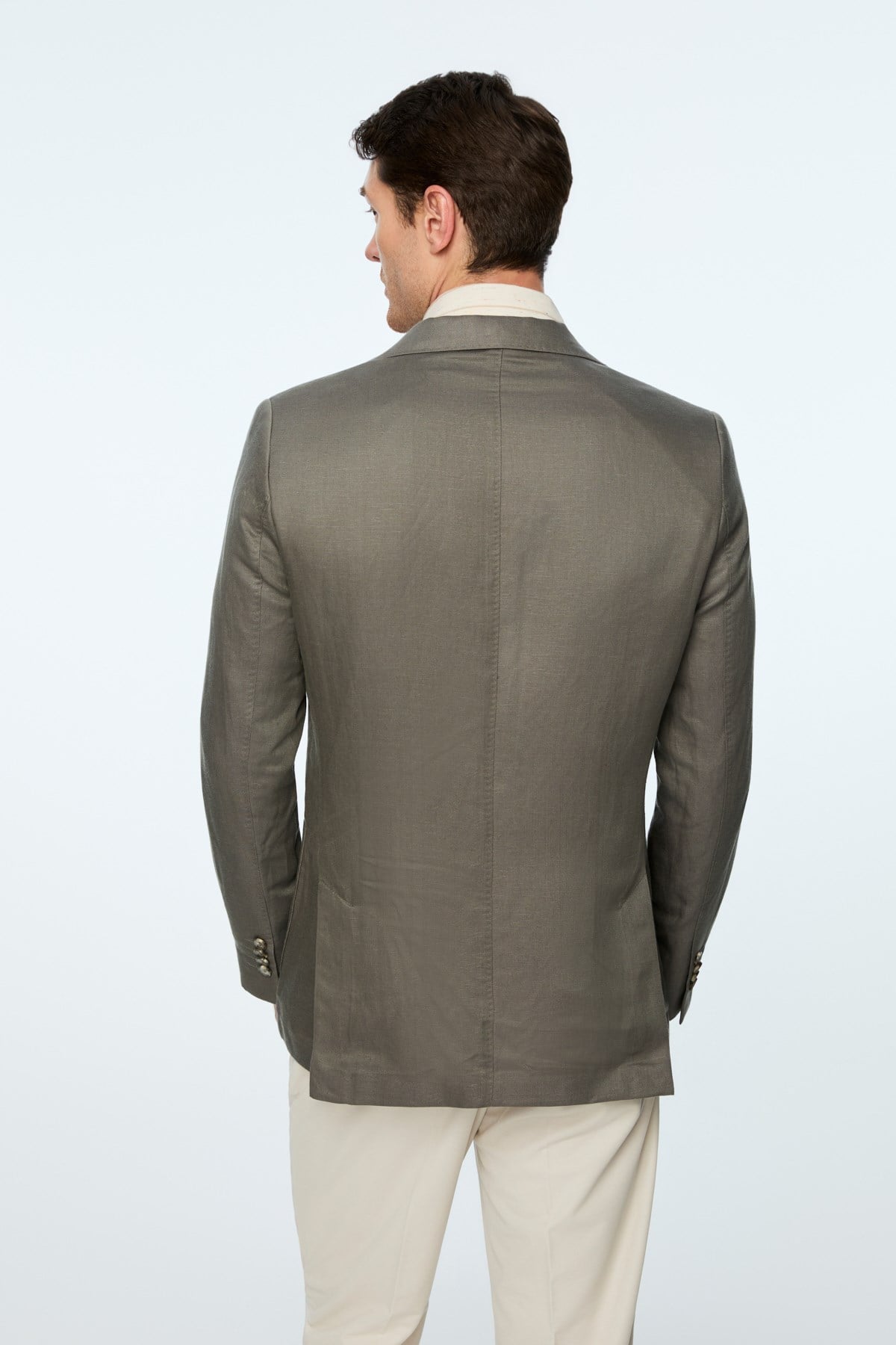 Morven Erkek Nefti Dokuma Trend Düz Slim Fit Mono Yaka Ceket