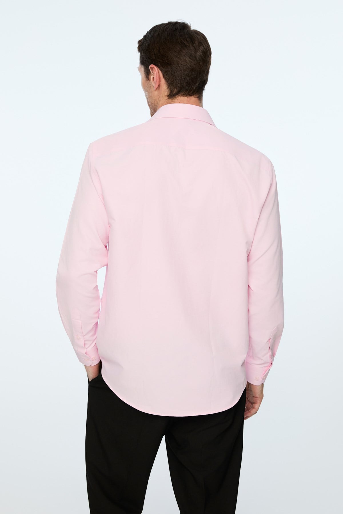 Morven Erkek Pembe Düz Slim Fit Sert Yaka Gömlek