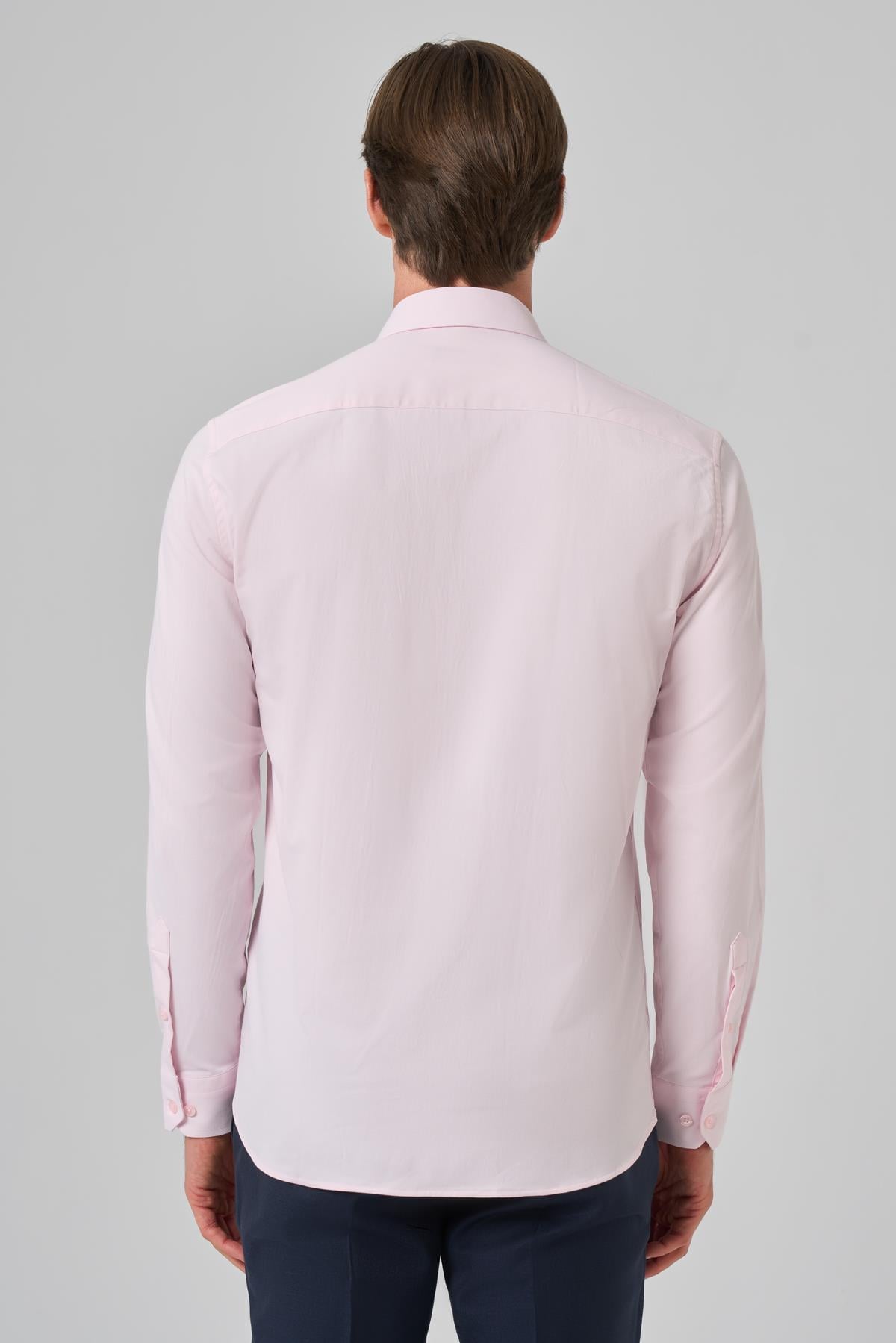Morven Erkek Pembe Slim Fit Sert Yaka Gömlek