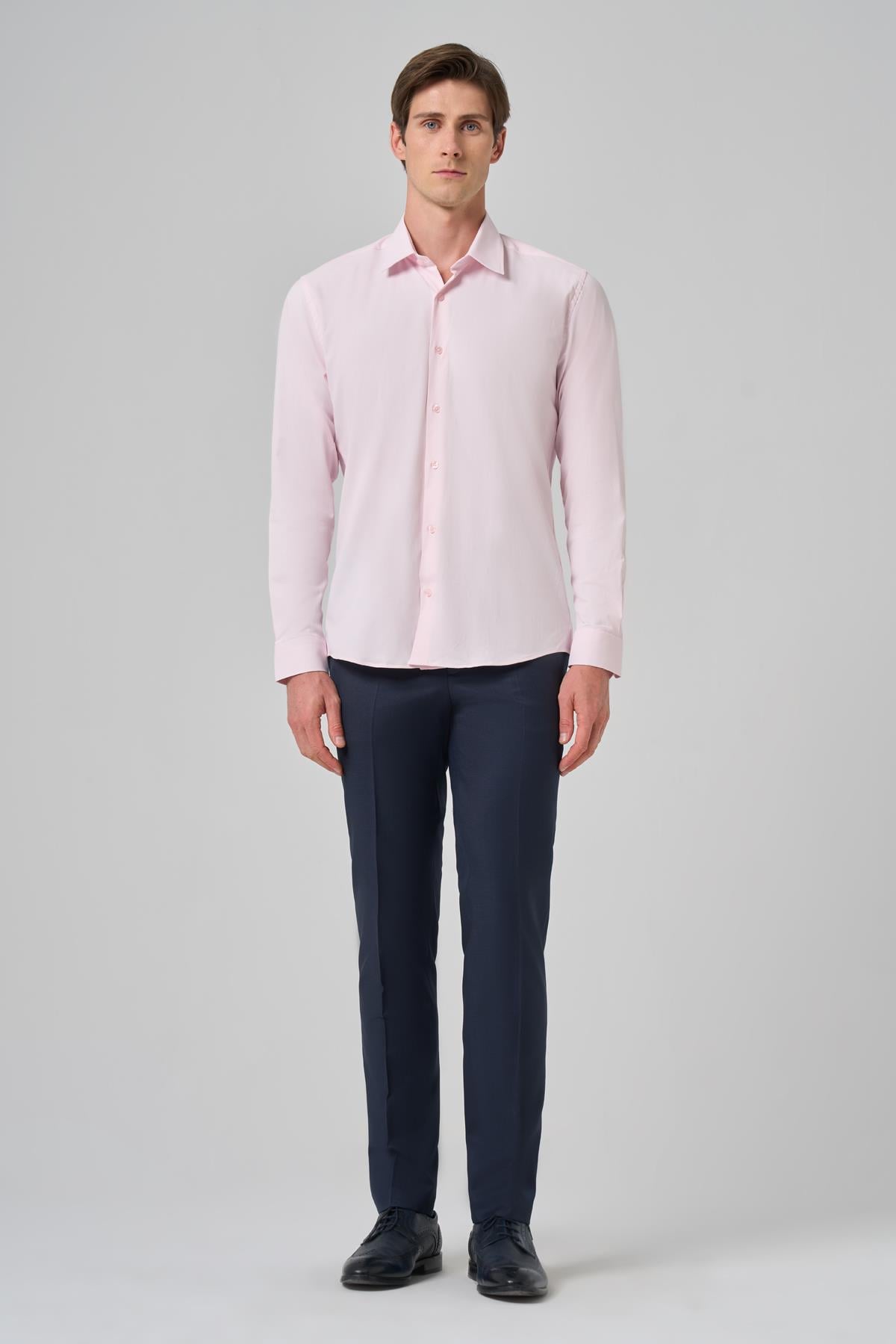 Morven Erkek Pembe Slim Fit Sert Yaka Gömlek