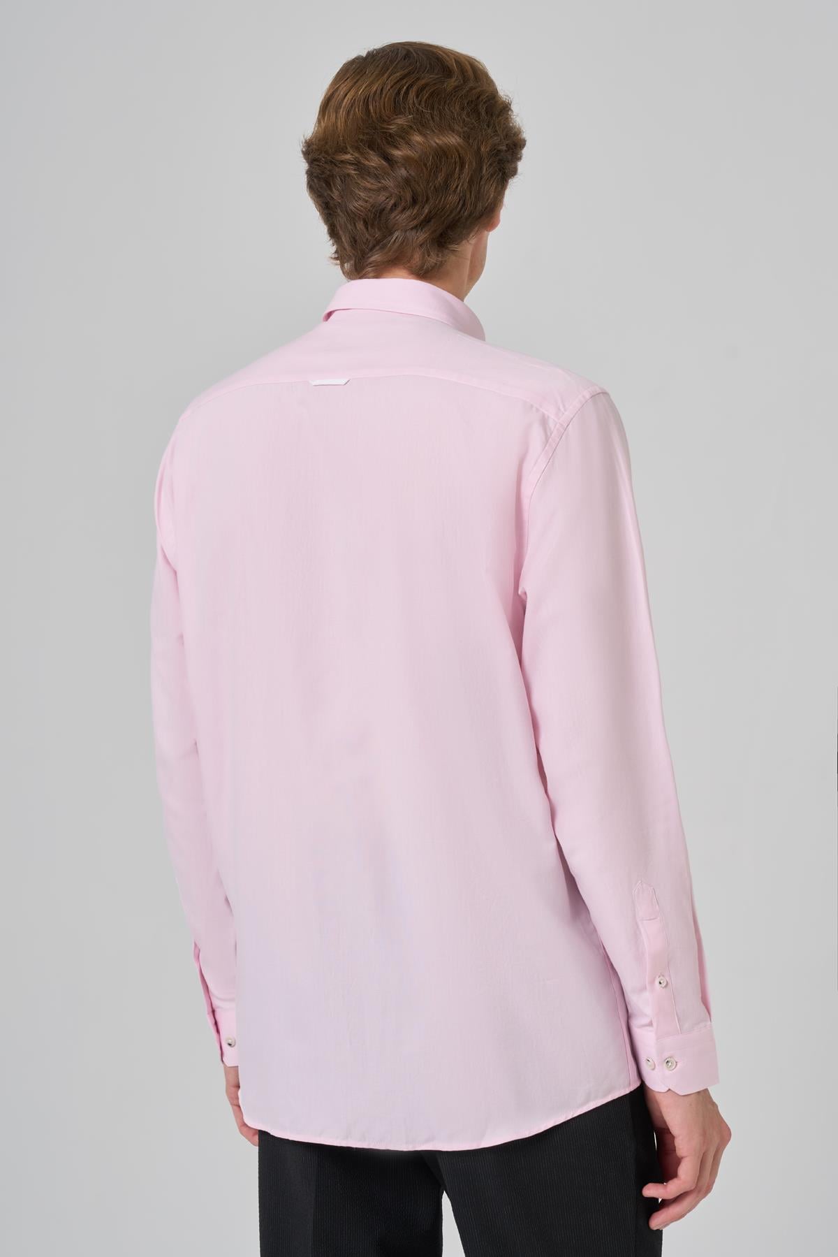 Morven Erkek Pembe Regular Fit Düğmeli Yaka Gömlek