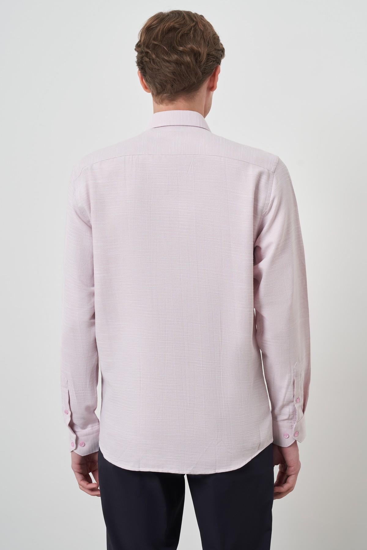 Morven Erkek Pembe Slim Fit İtalyan Yaka Gömlek