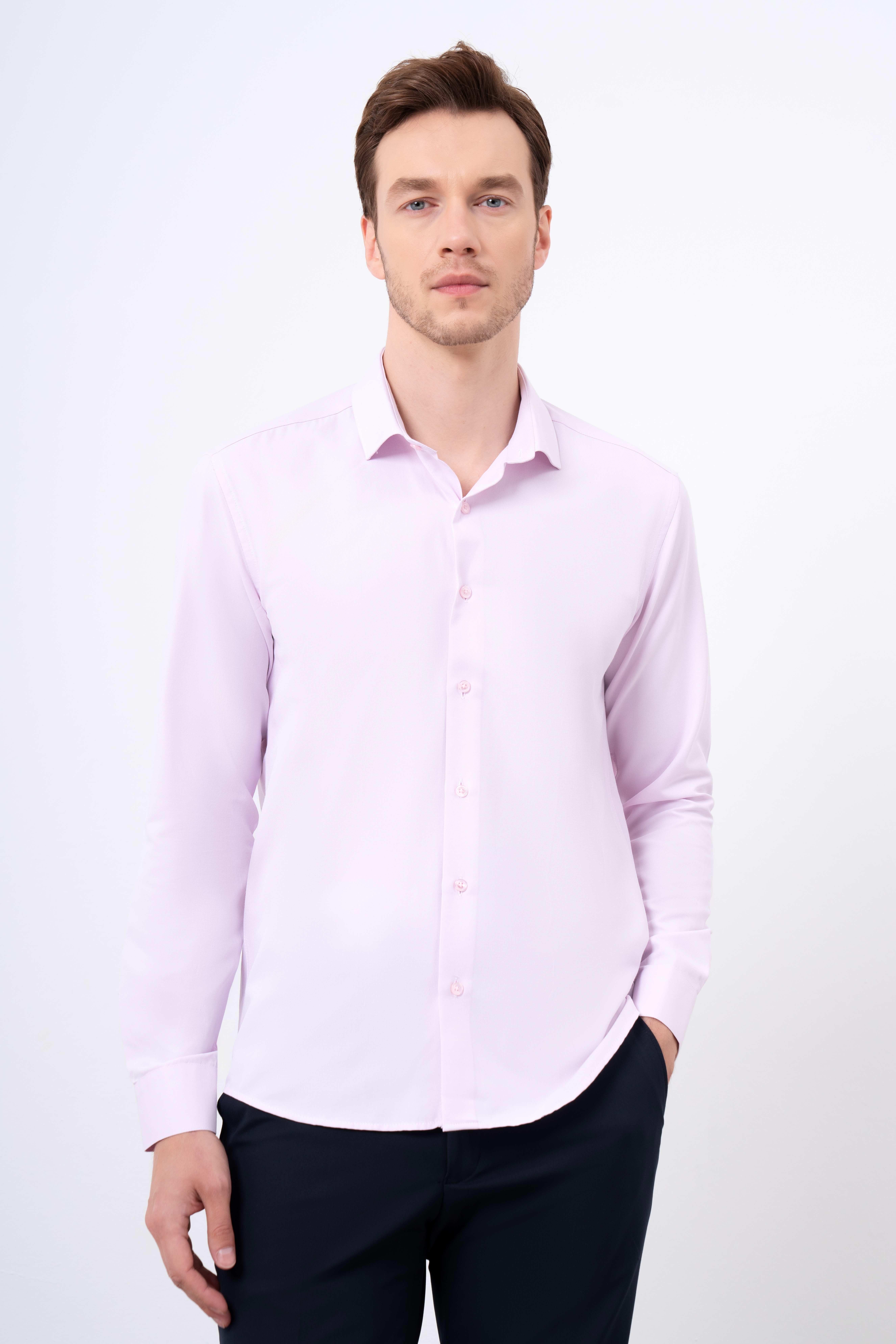 Morven Erkek Pudra Şamre Desenli Slim Fit Gömlek