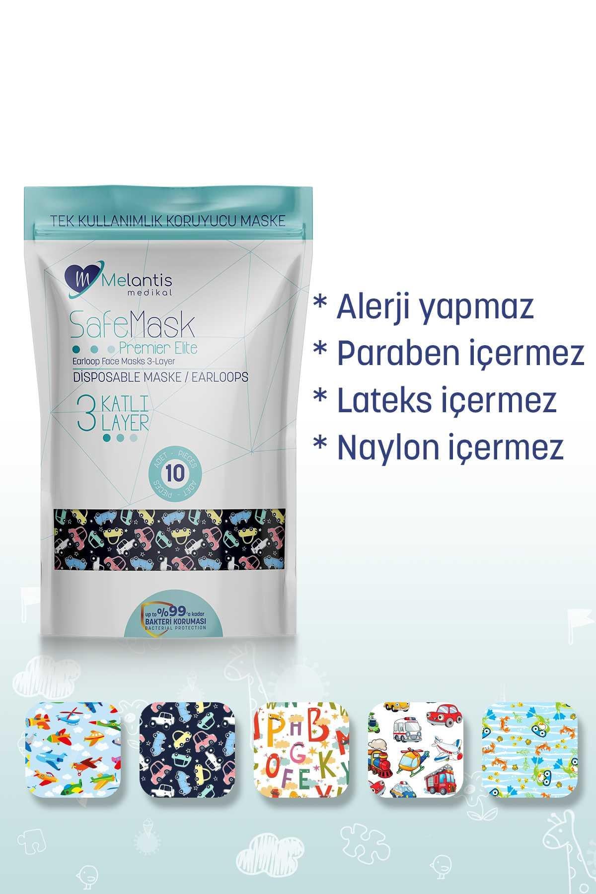 Morven Erkek Renkli MELANTİS MEDİKAL Meltblownlu 3 Katlı Telli Cerrahi Maske Erkek Çocuk 1 Kutu = 50 Adet