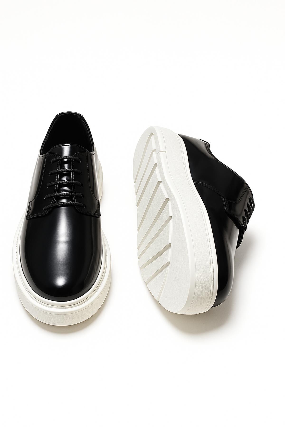 Morven Erkek Siyah Açma Deri Sneaker Ayakkabı