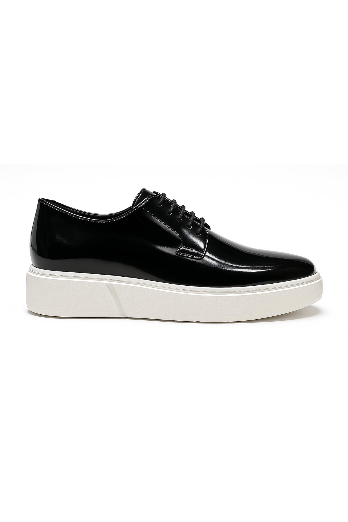 Morven Erkek Siyah Açma Deri Sneaker Ayakkabı