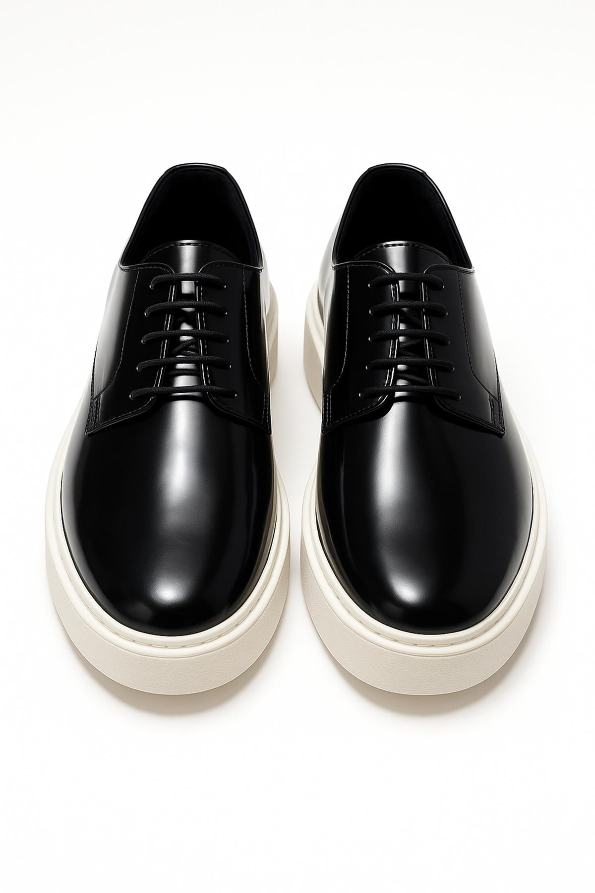 Morven Erkek Siyah Açma Deri Sneaker Ayakkabı