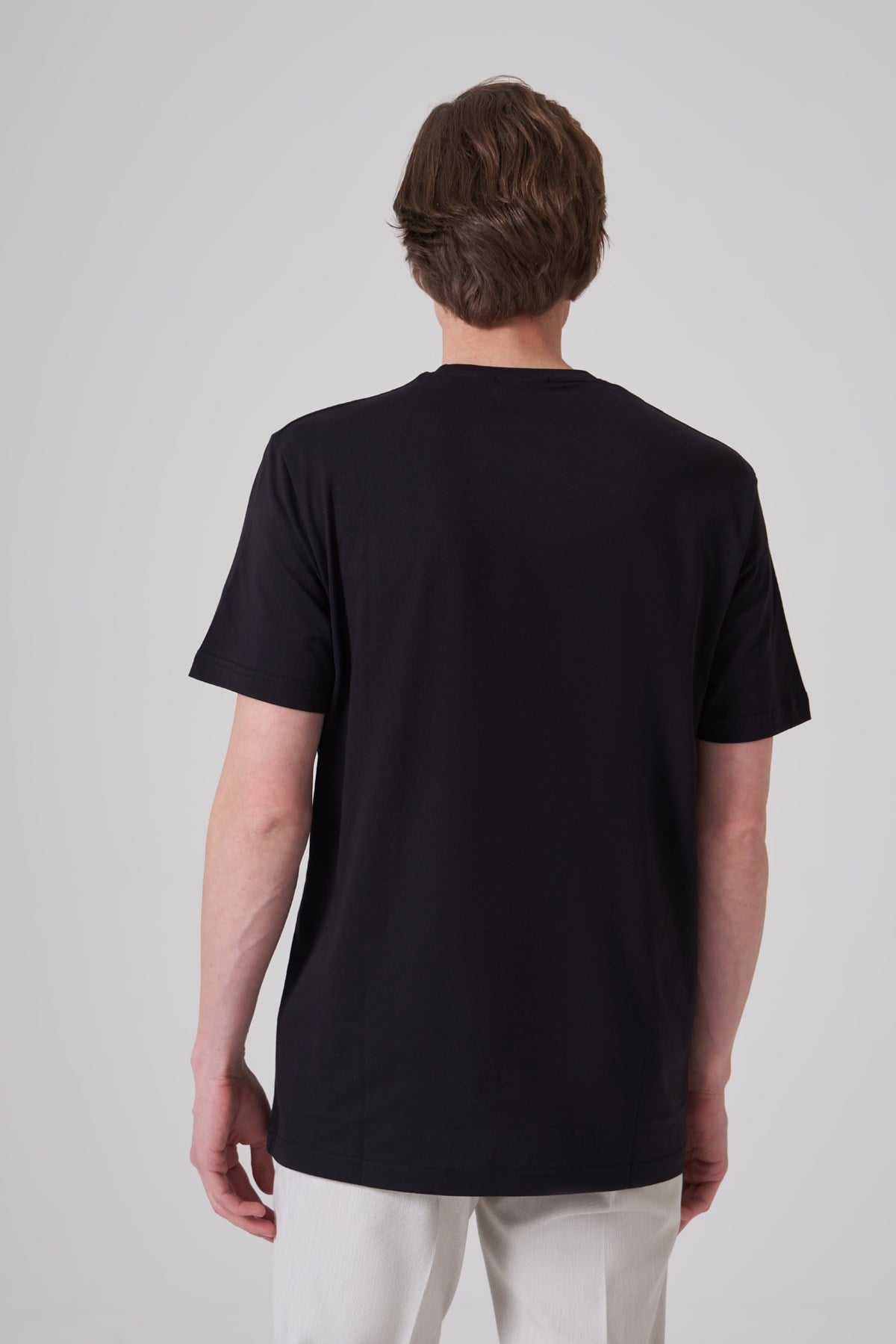 Morven Erkek Siyah Basic Bisiklet Yaka Dynamic Fit Pamuk T-Shirt