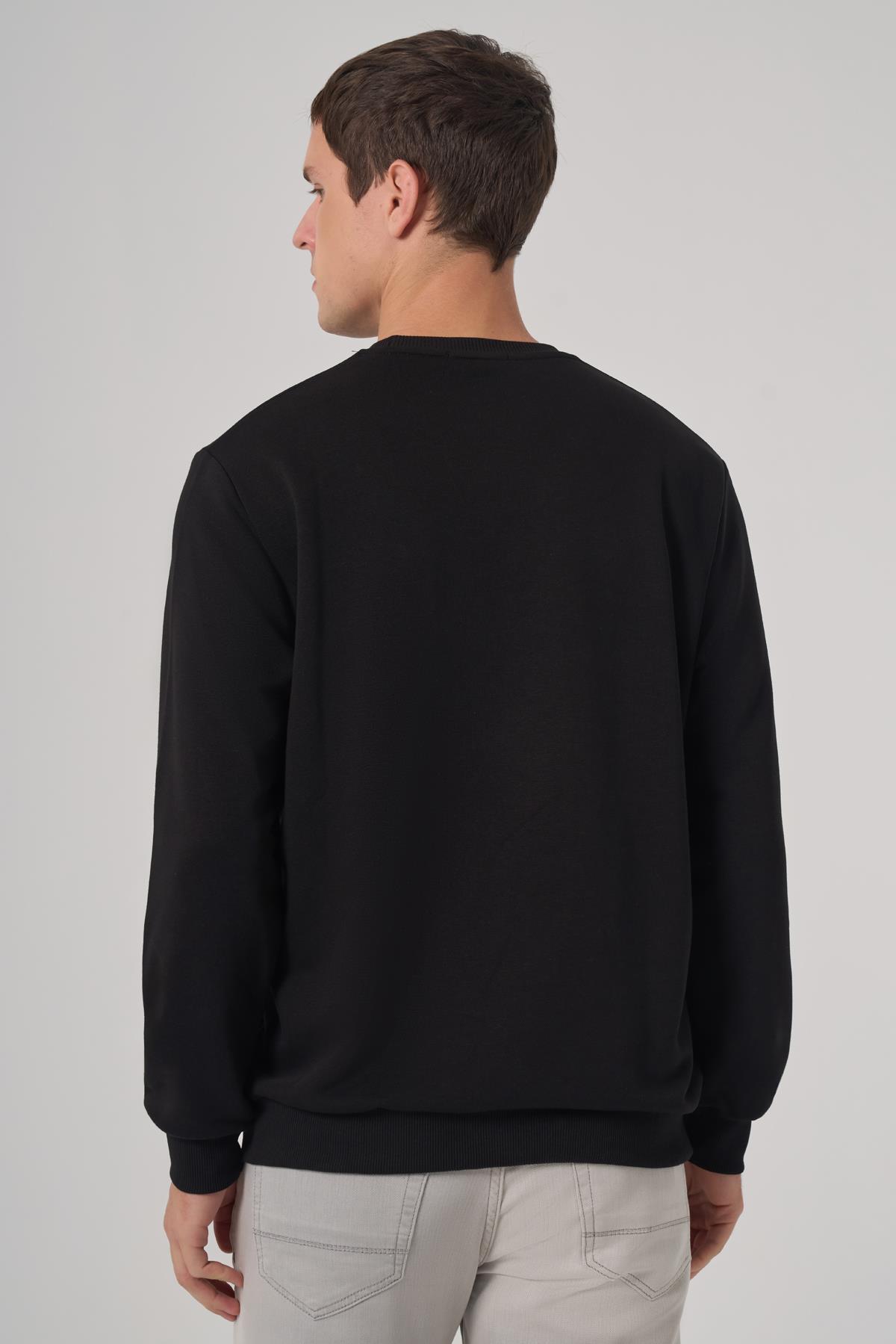 Morven Erkek Siyah Basic Bisiklet Yaka Sweatshirt