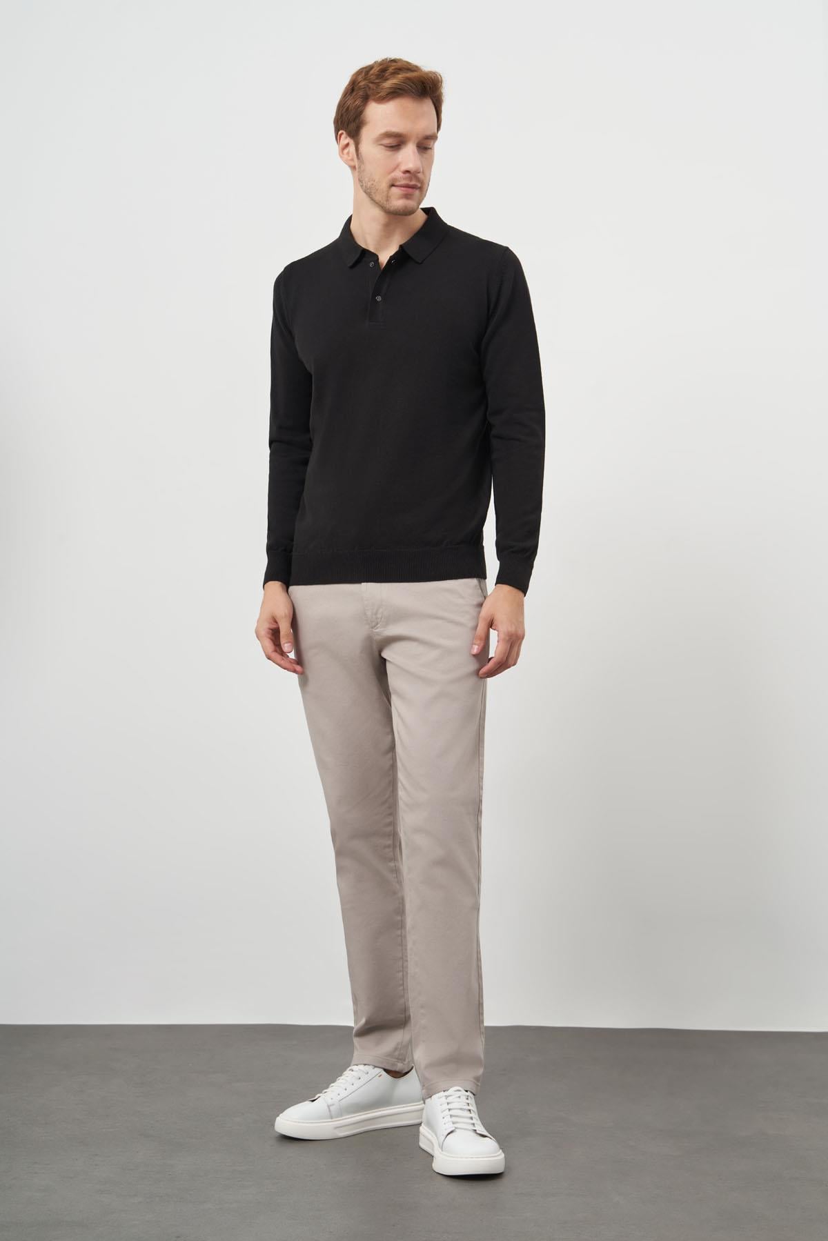 Morven Erkek Siyah Basic Polo Yaka Dynamic Fit Rahat Kesim Triko