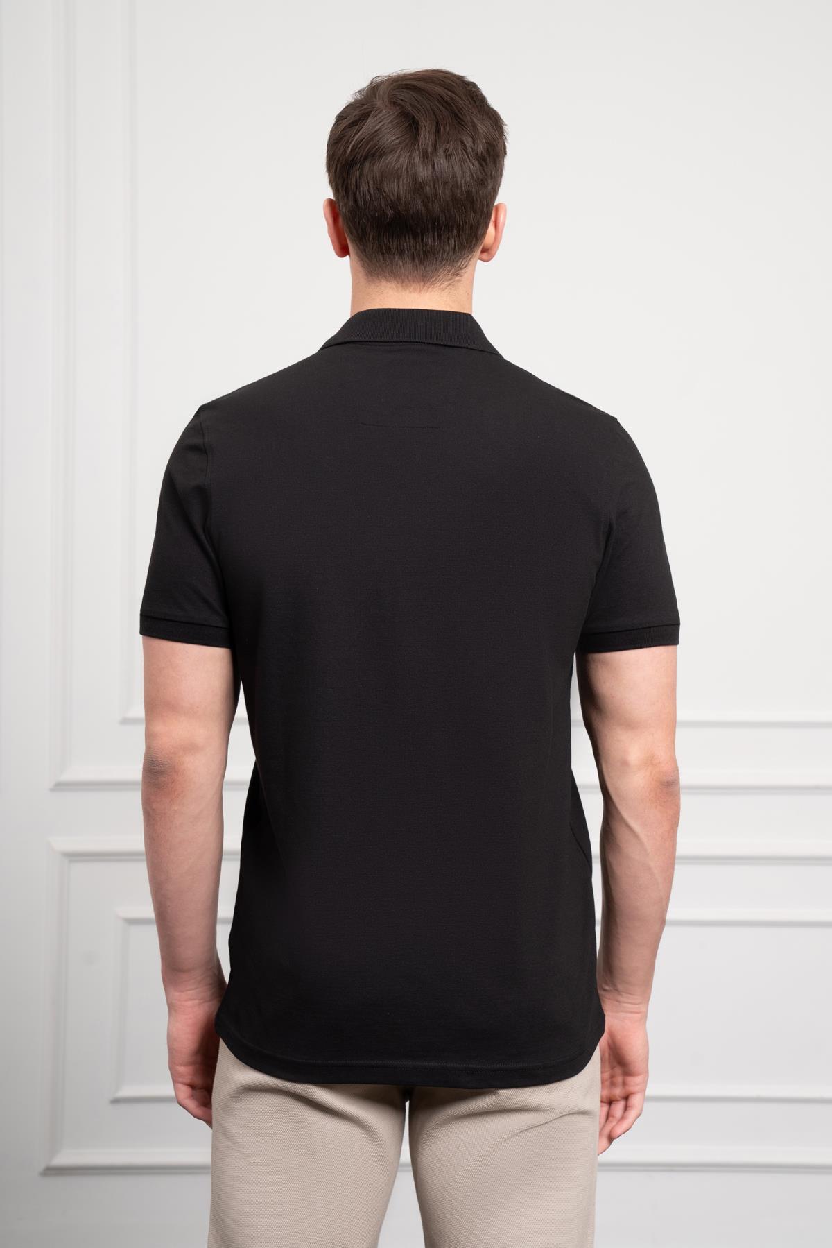 Morven Erkek Siyah Basic Polo Yaka Dynamic Fit T-Shirt