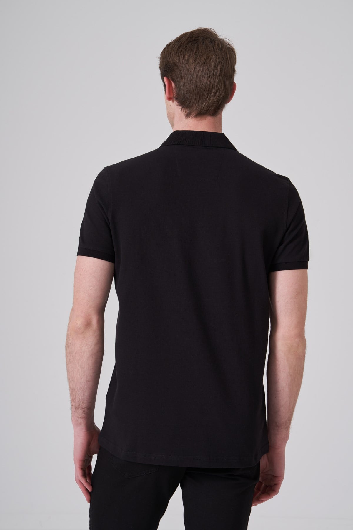 Morven Erkek Siyah Basic Polo Yaka Dynamic Fit T-Shirt