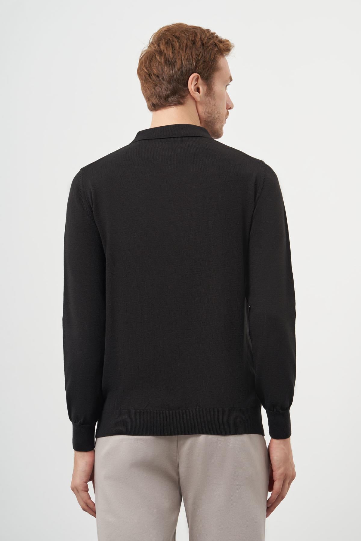 Morven Erkek Siyah Basic Polo Yaka Dynamic Fit Rahat Kesim Triko