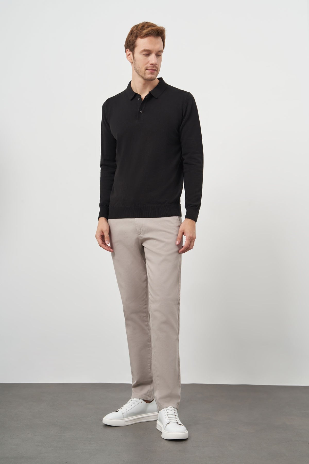 Morven Erkek Siyah Basic Polo Yaka Dynamic Fit Rahat Kesim Triko