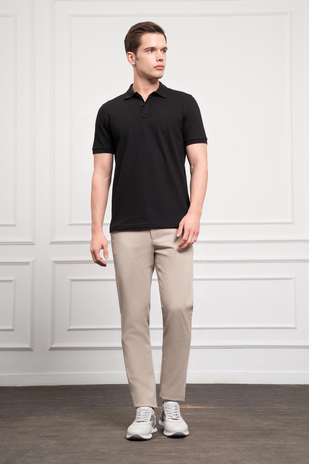Morven Erkek Siyah Basic Polo Yaka Dynamic Fit T-Shirt
