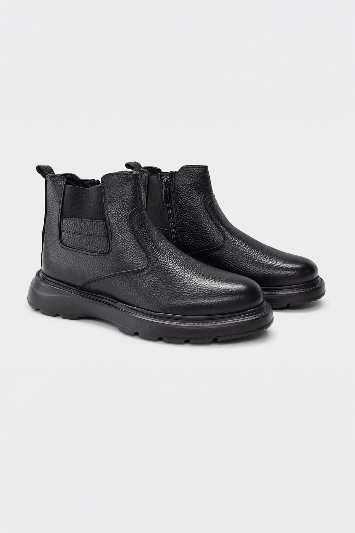 Morven Erkek Siyah Casual Fermuarlı Yarım Bot