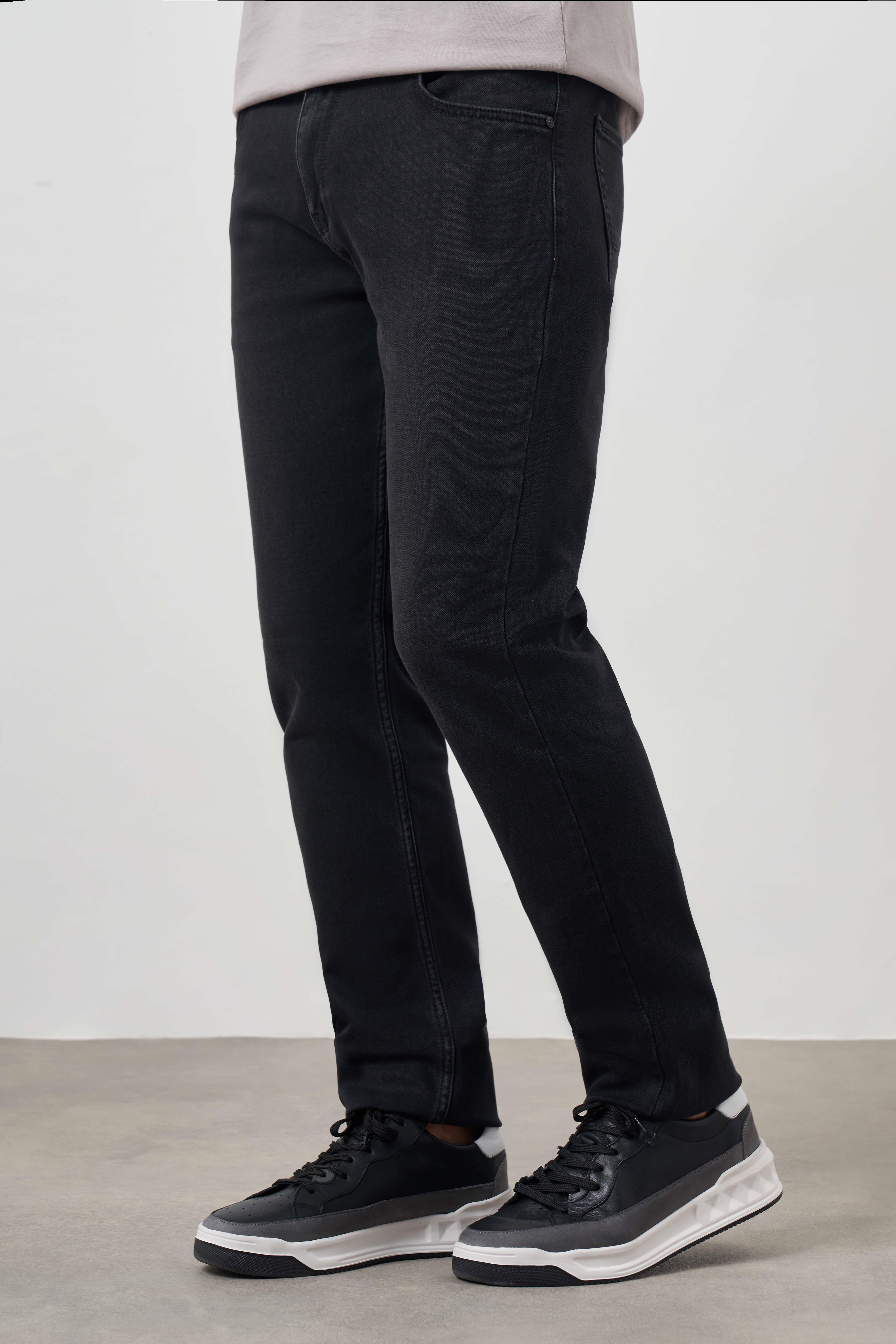 Morven Erkek Siyah Denim 5 Cep Dynamic Fit Jean Kot Pantolon