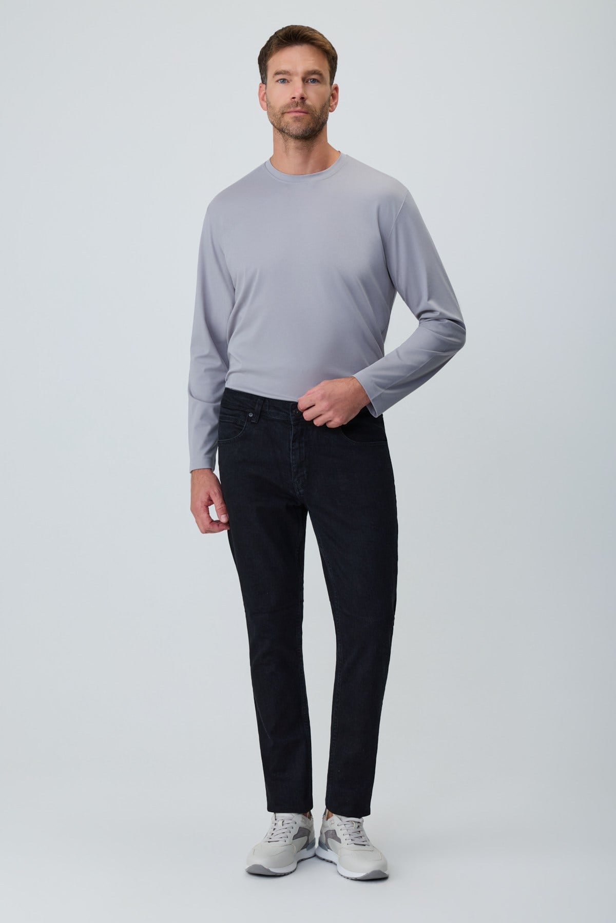 Morven Erkek Siyah Denim 5 Cep Slim Fit Jean Kot Pantolon