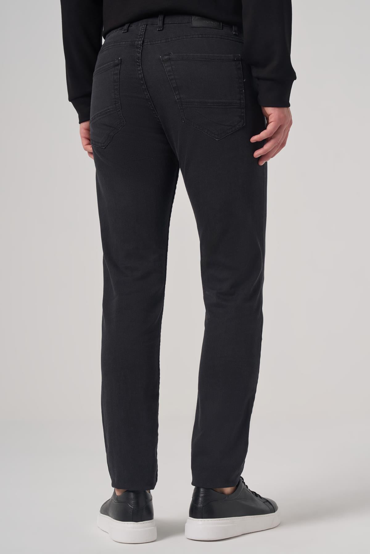 Morven Erkek Siyah Denim 5 Cep Slim Fit Jean Kot Pantolon