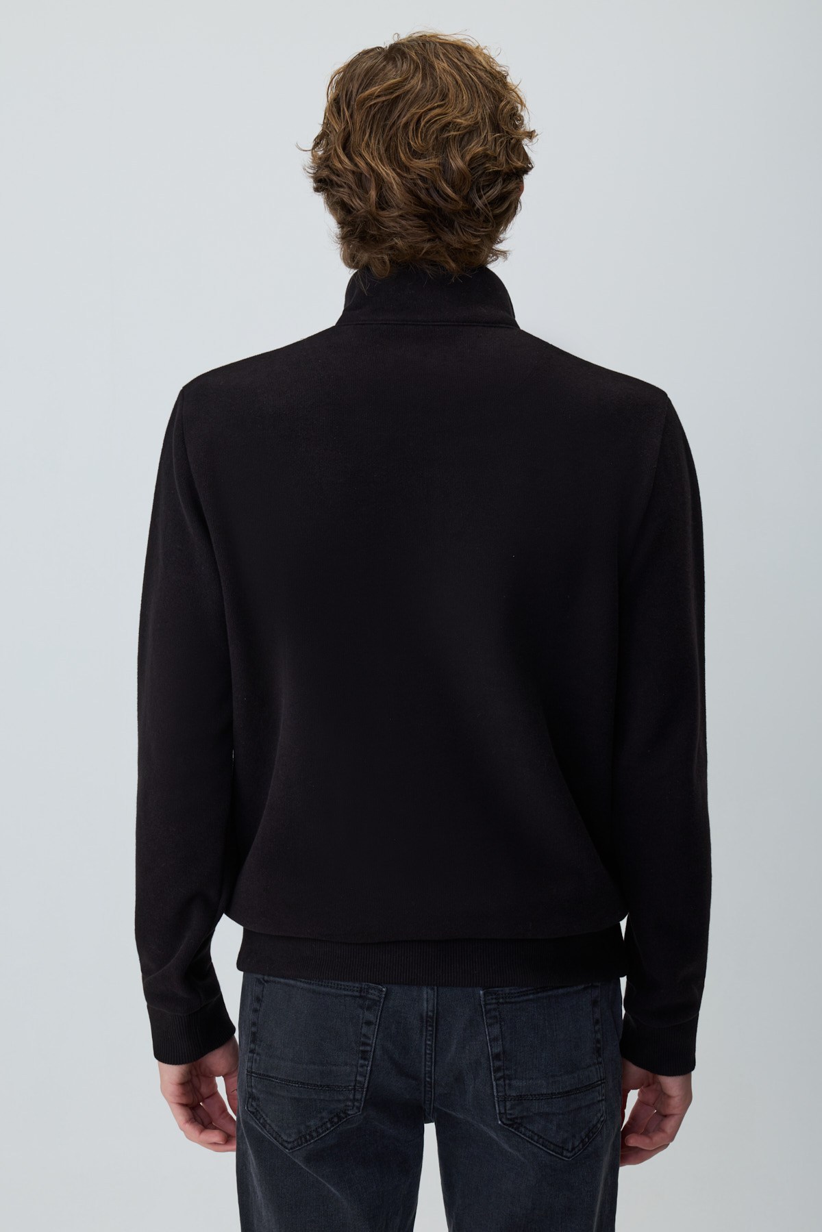 Morven Erkek Siyah Fermuarlı Bato Yaka Dynamic Fit Sweatshirt