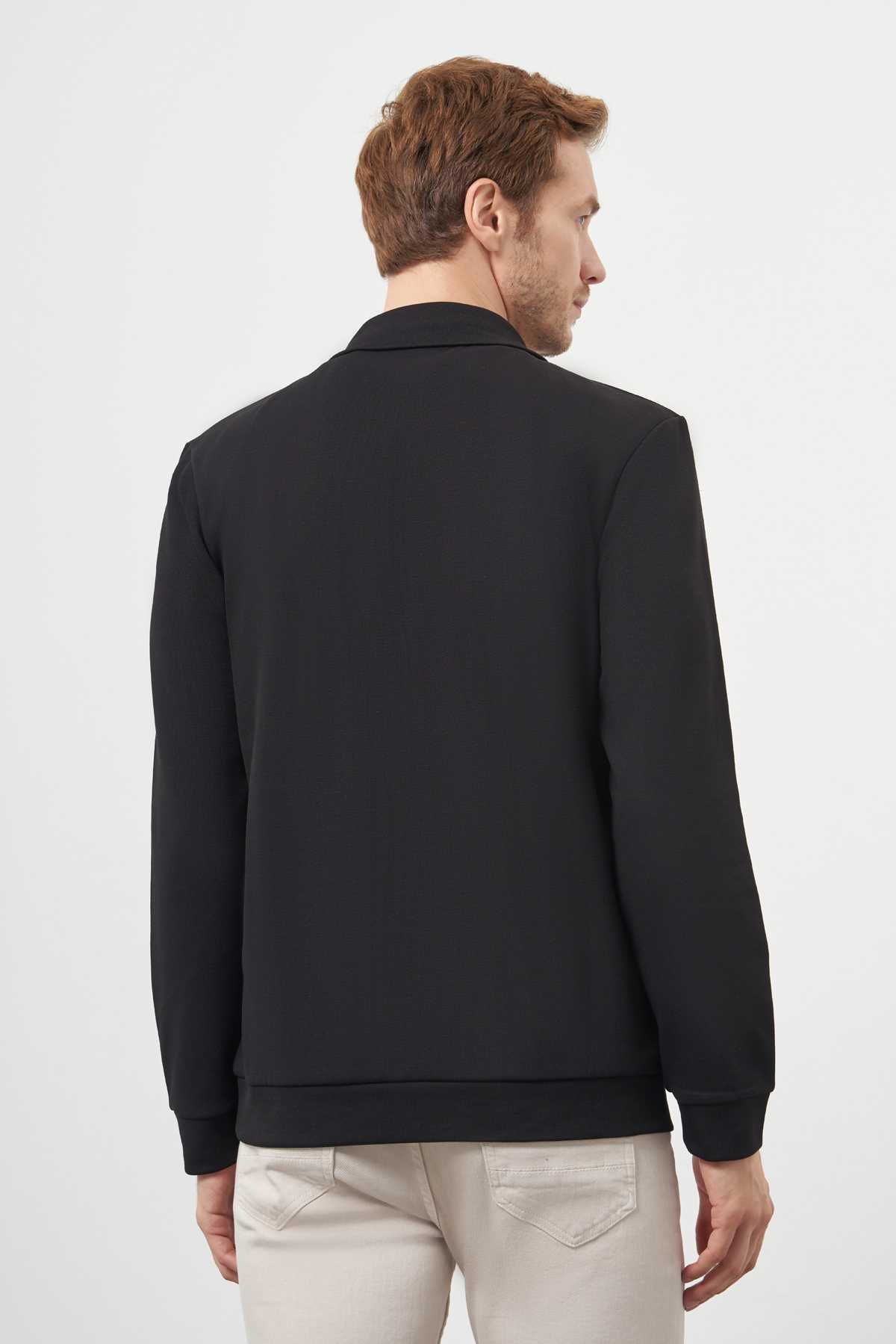 Morven Erkek Siyah Fermuarlı Bato Yaka Sweat-Shirt