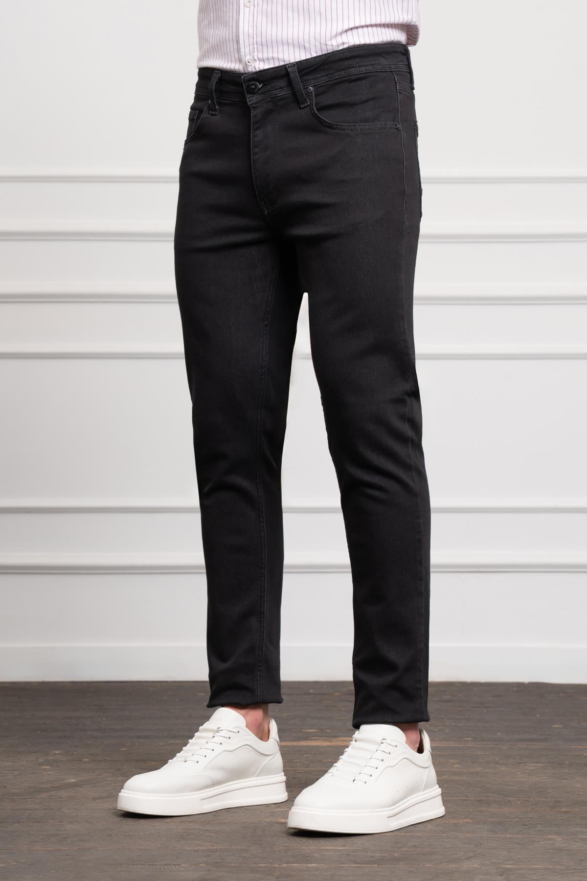 Morven Erkek Siyah Jean Slim Fit Dark Kesim Pantolon