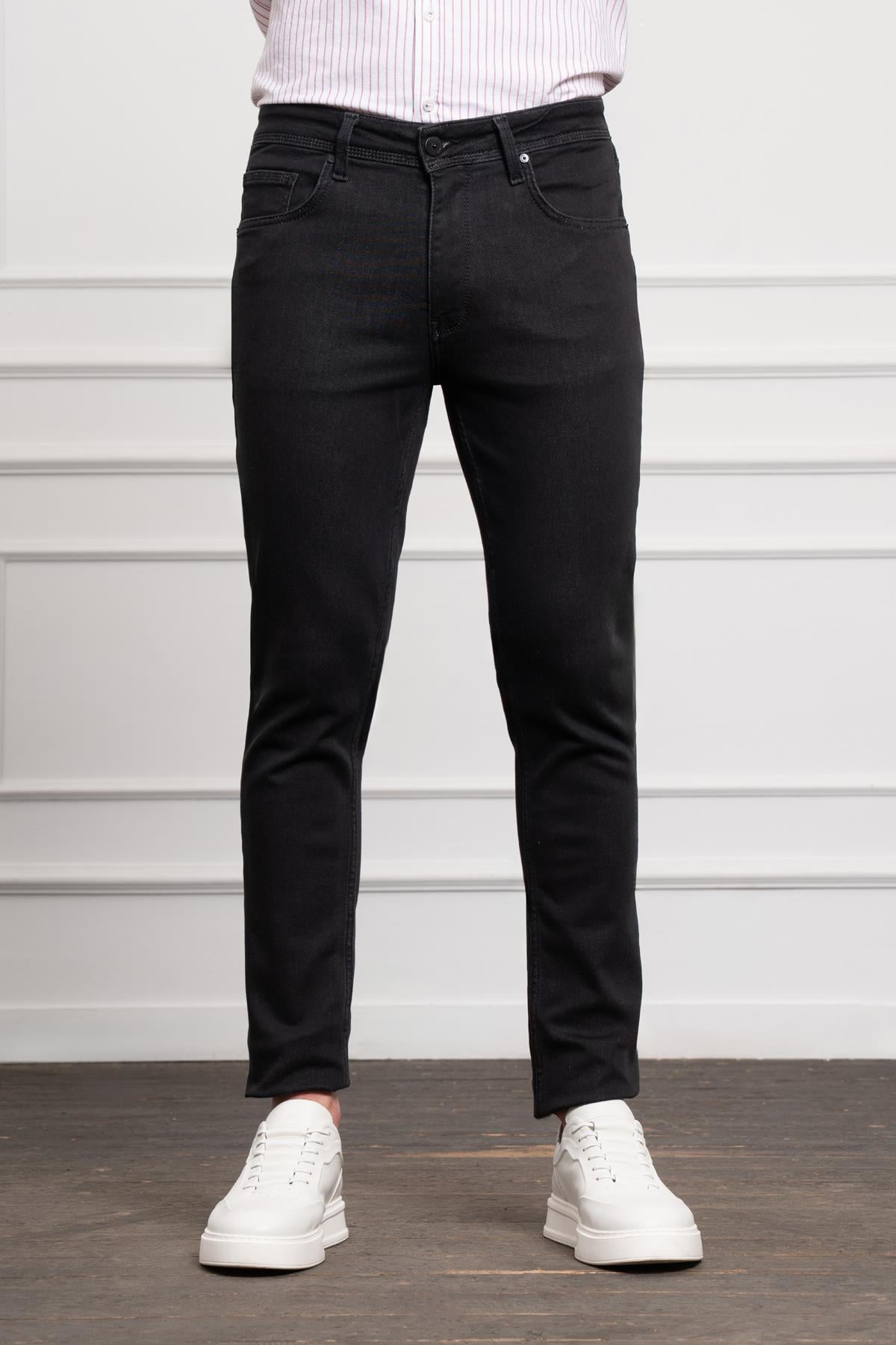 Morven Erkek Siyah Jean Slim Fit Dark Kesim Pantolon