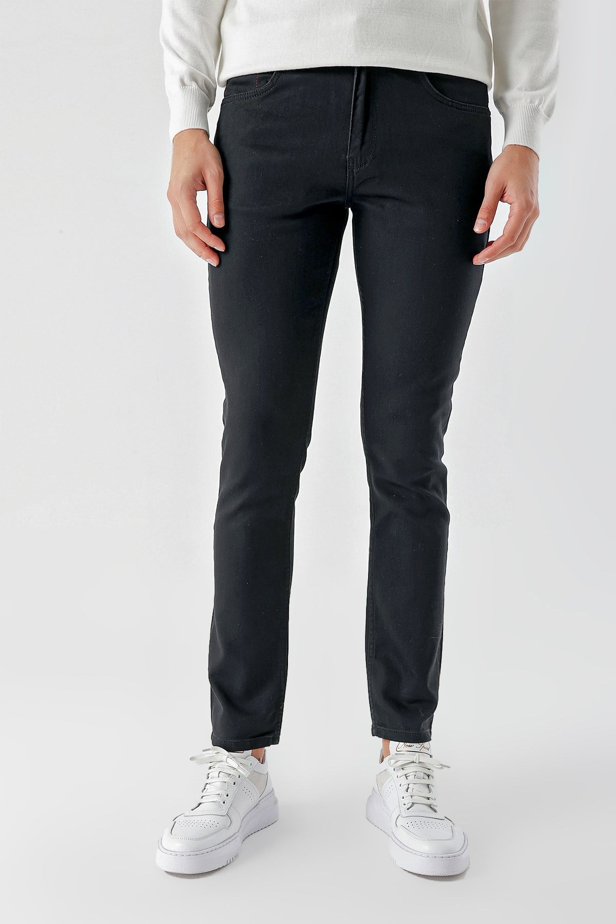 Morven Erkek Siyah Mevsimlik Pamuk 5 Cep Slim Fit Jean Pantolon
