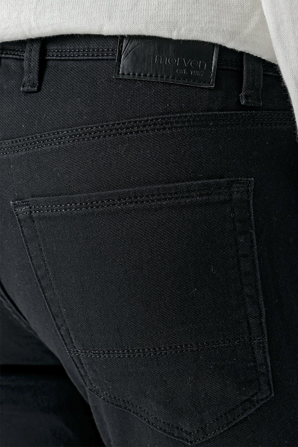 Morven Erkek Siyah Mevsimlik Pamuk 5 Cep Slim Fit Jean Pantolon