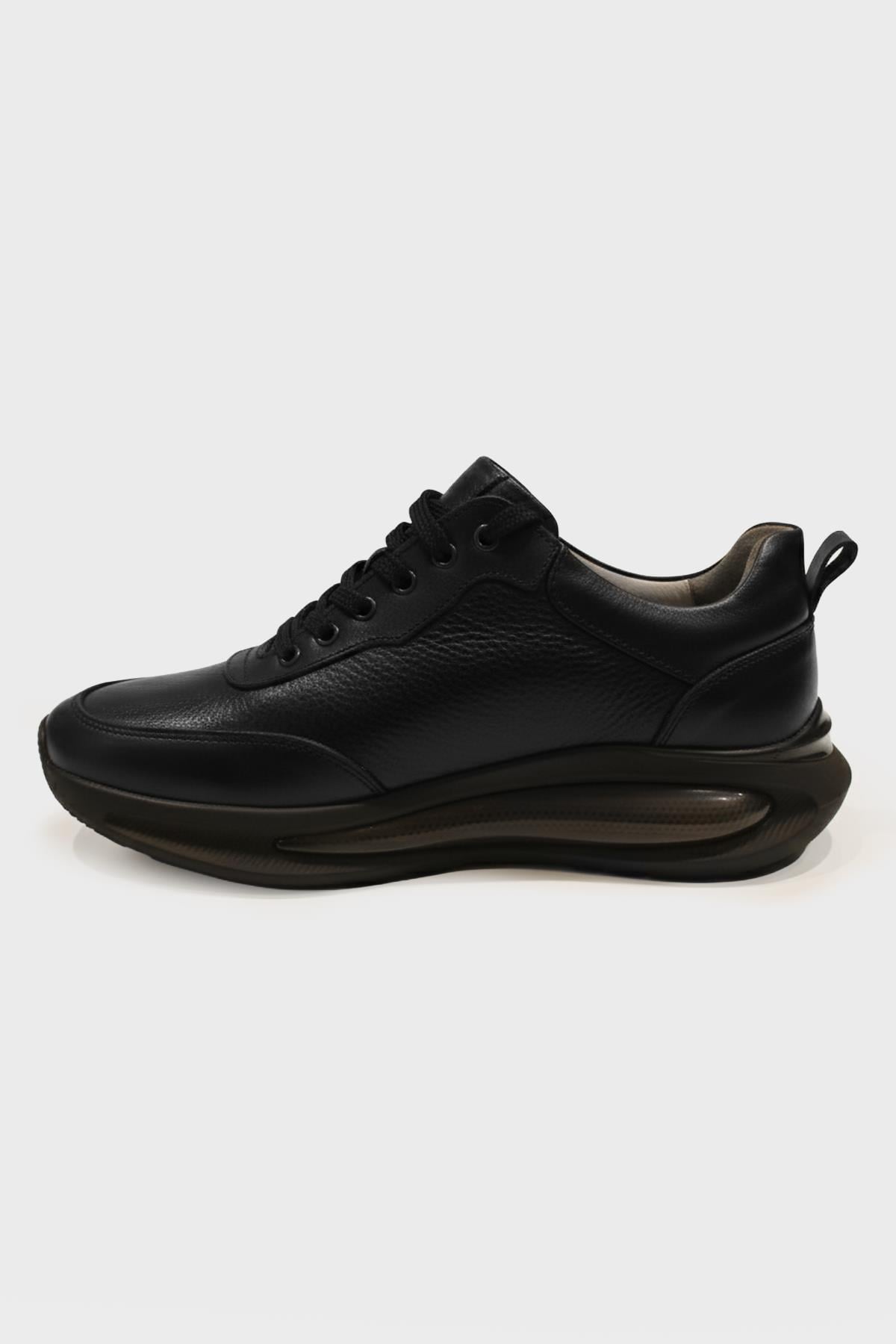 Morven Erkek Siyah Mevsimlik Sneaker Deri Ayakkabı