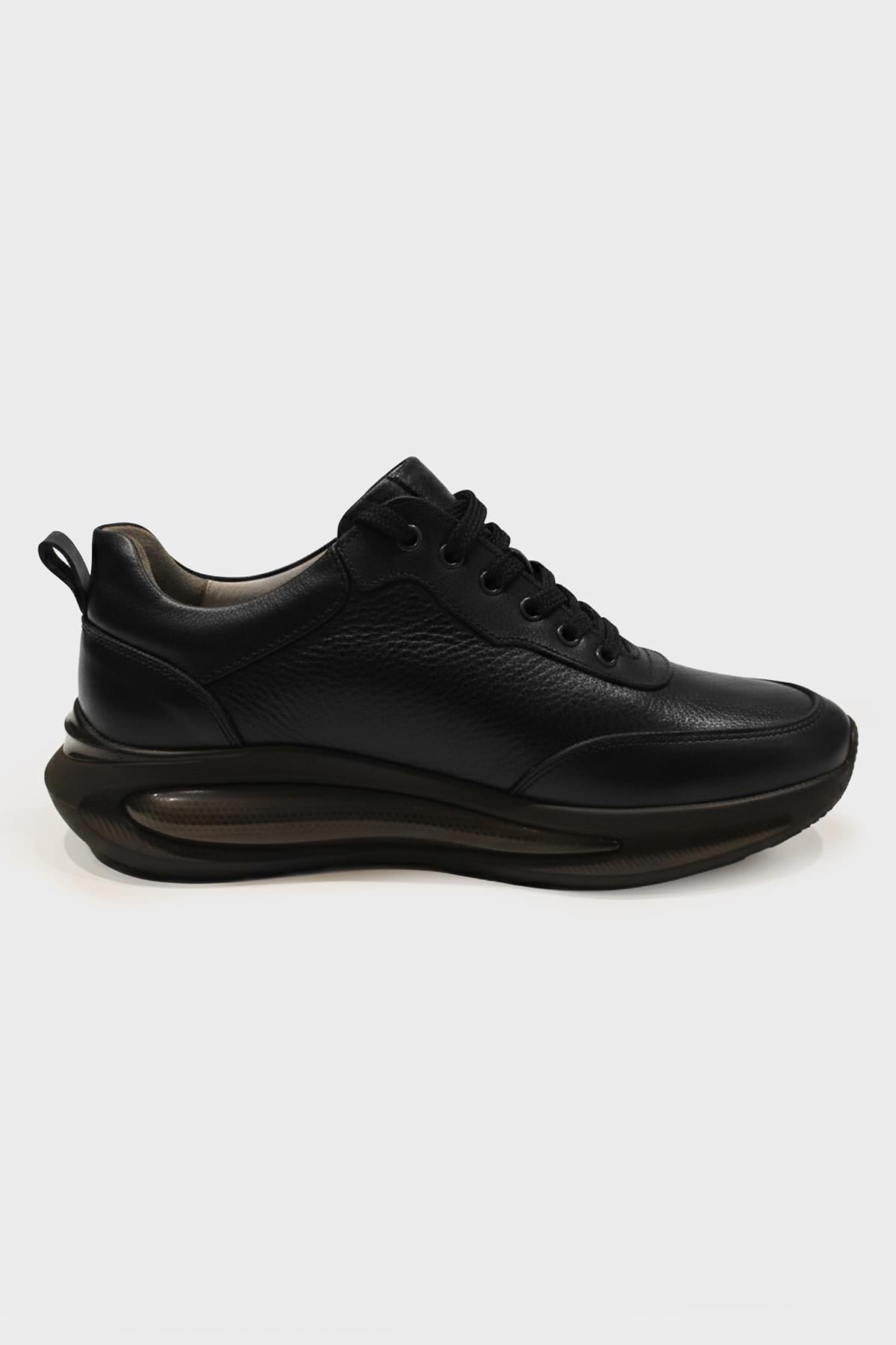 Morven Erkek Siyah Mevsimlik Sneaker Deri Ayakkabı