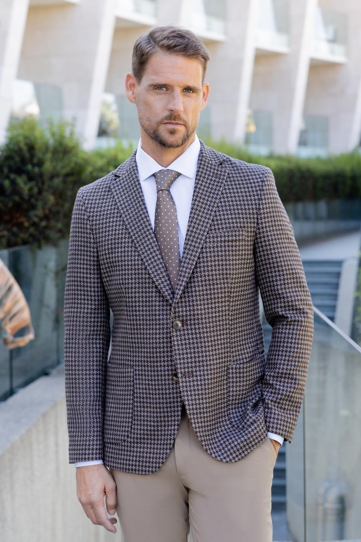 Morven Erkek Siyah Örme Slim Fit Torba Cep Mono Yaka Spor Ceket