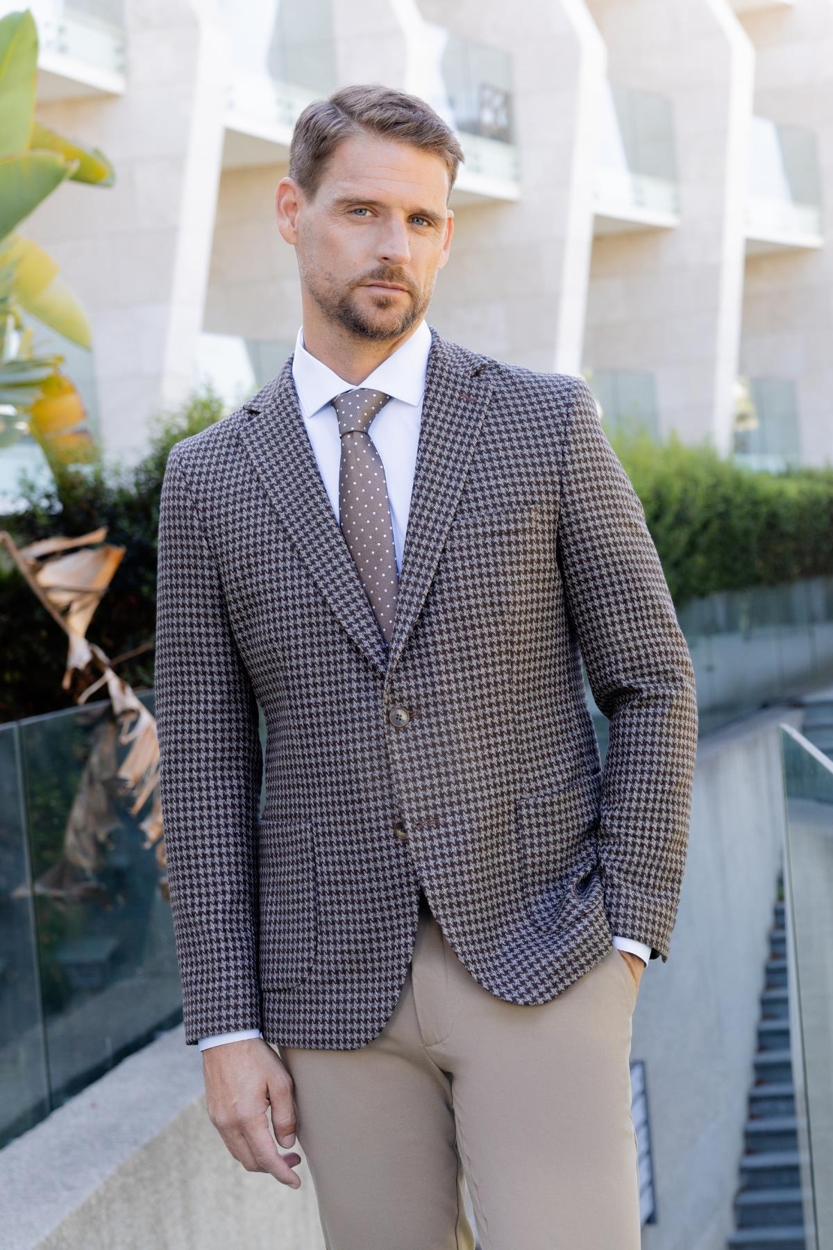 Morven Erkek Siyah Örme Slim Fit Torba Cep Mono Yaka Spor Ceket