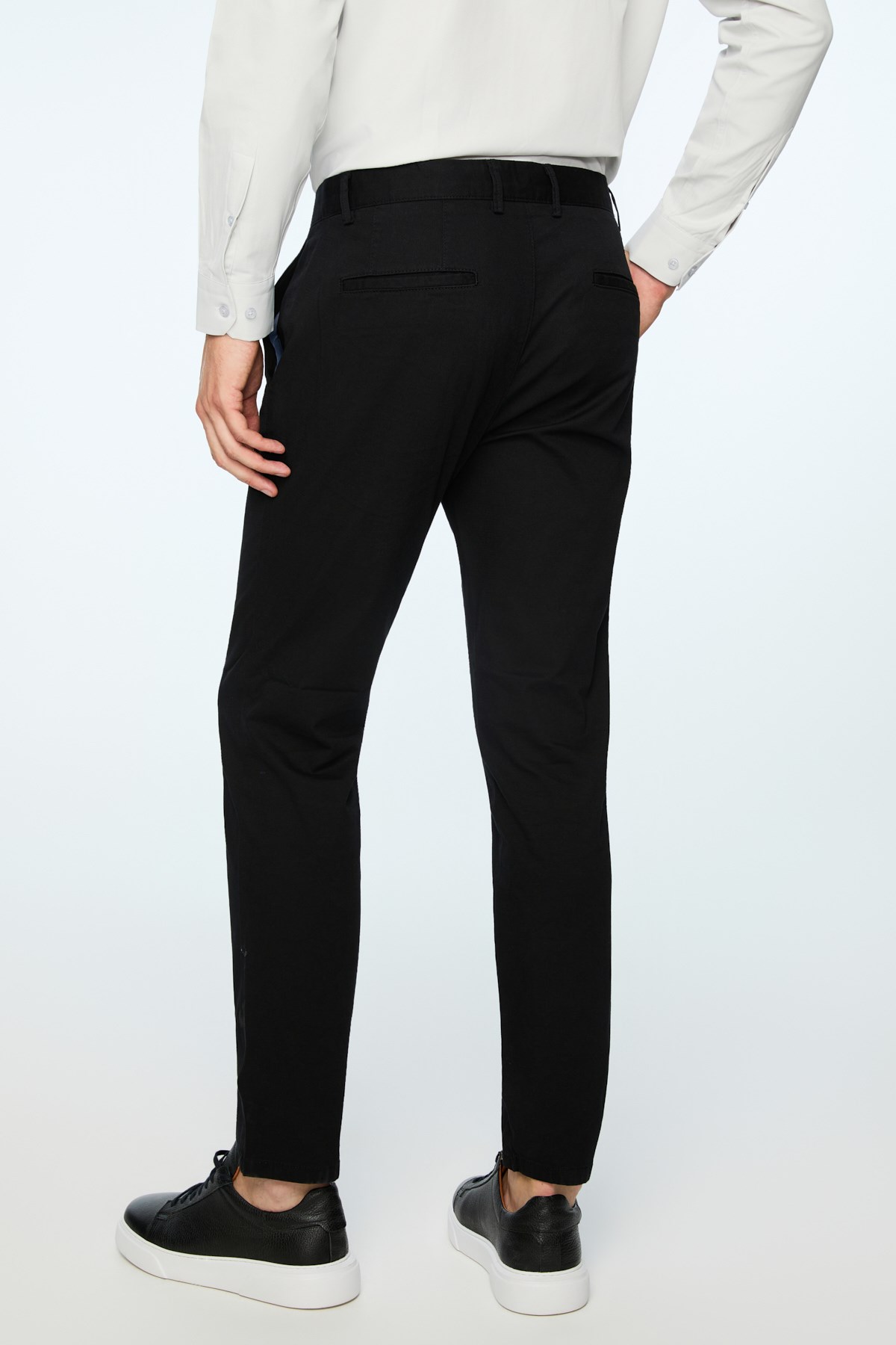 Morven Erkek Siyah Pamuk Trend Düz Slim Fit Chino Pantolon