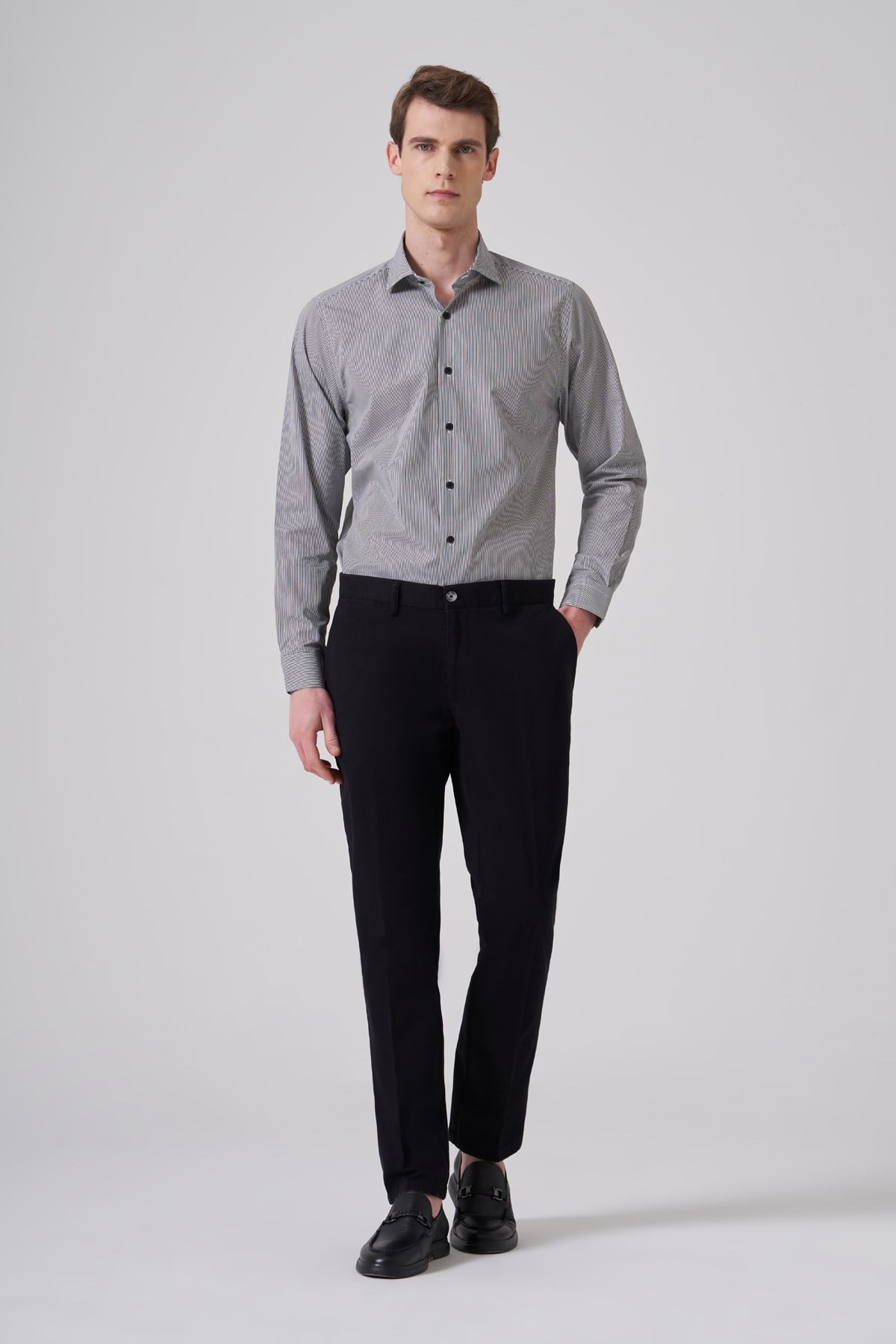 Morven Erkek Siyah Pamuk Trend Dynamic Fit Chino Pantolon